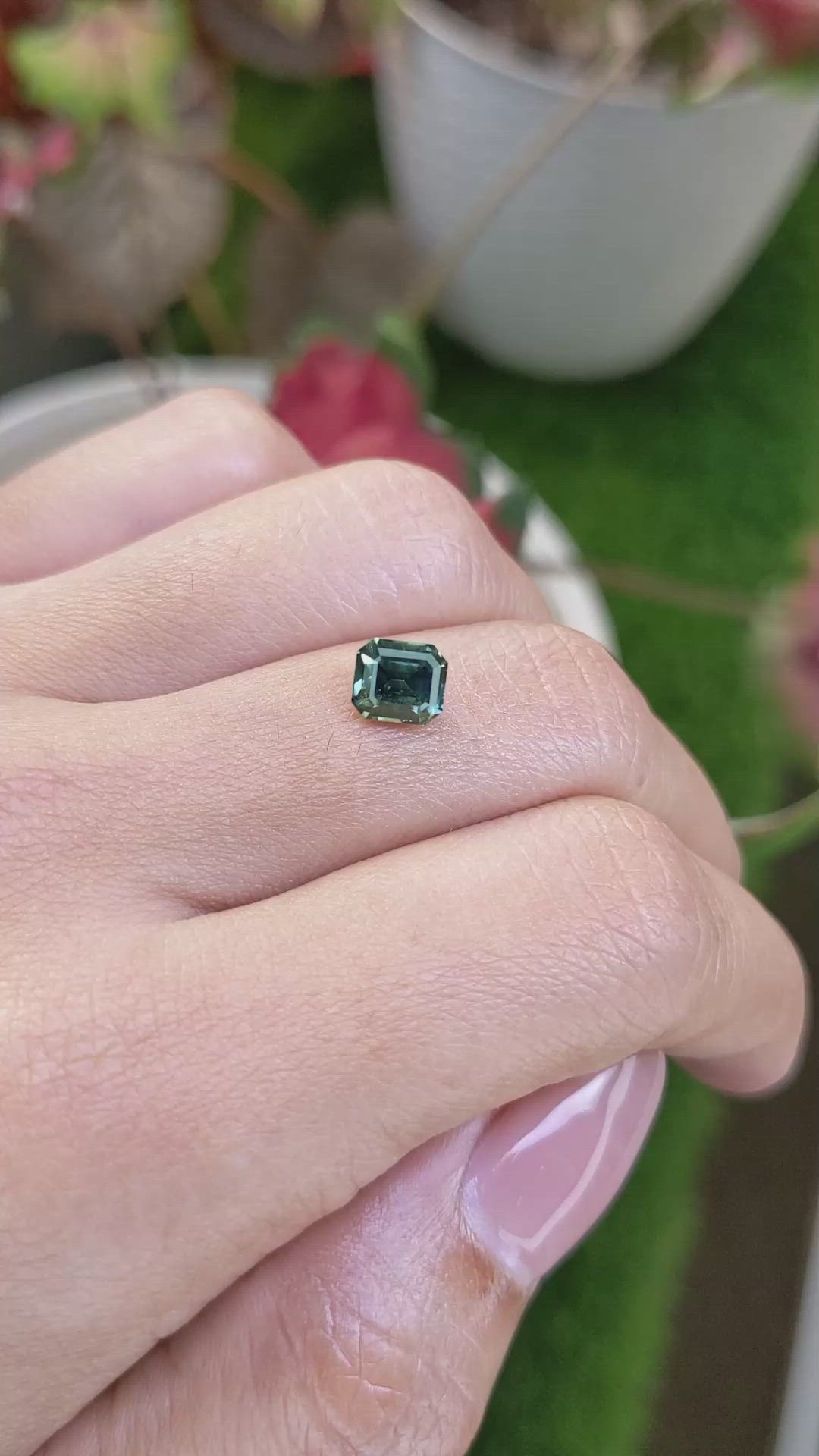 1.71 Ct. Bluish Green Sapphire from Ceylon (Sri Lanka) Size Video