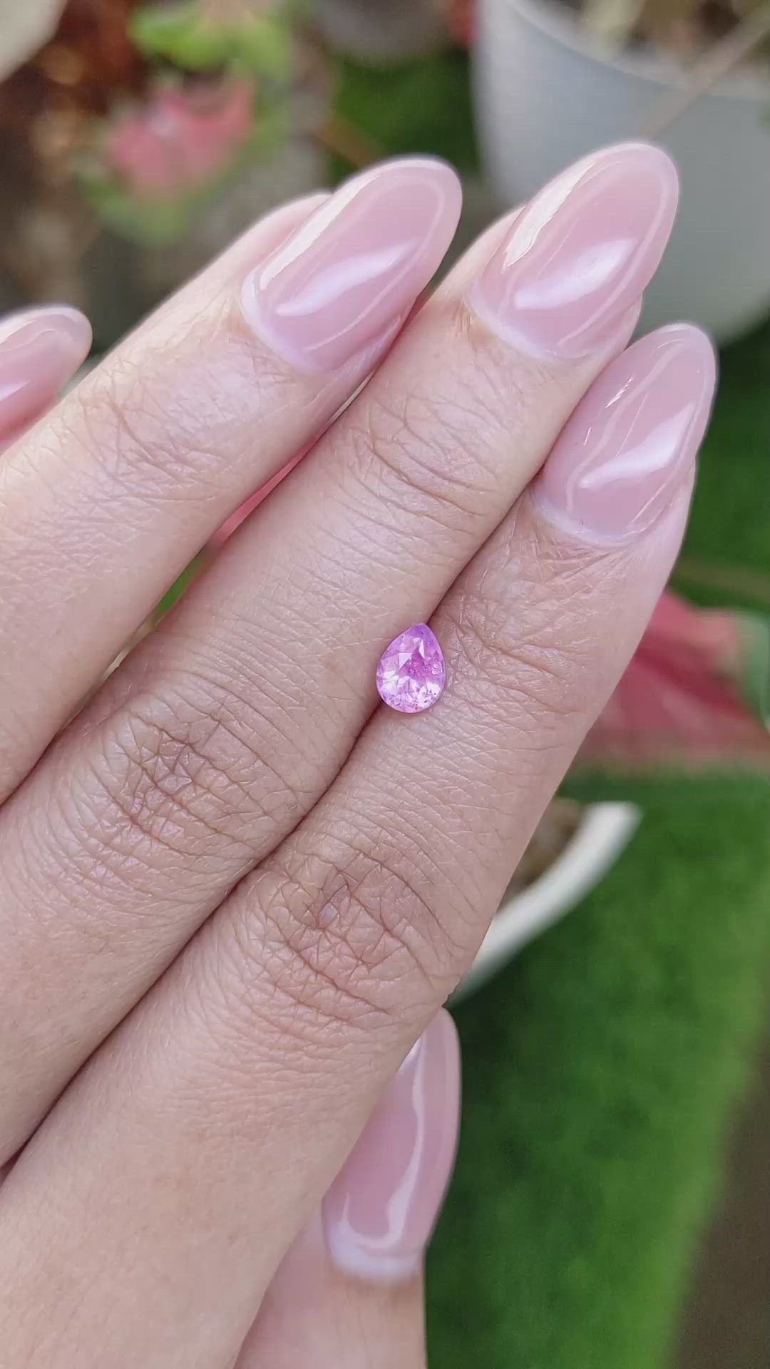 0.70 Ct. Purplish Pink Sapphire from Ceylon (Sri Lanka) Size Video