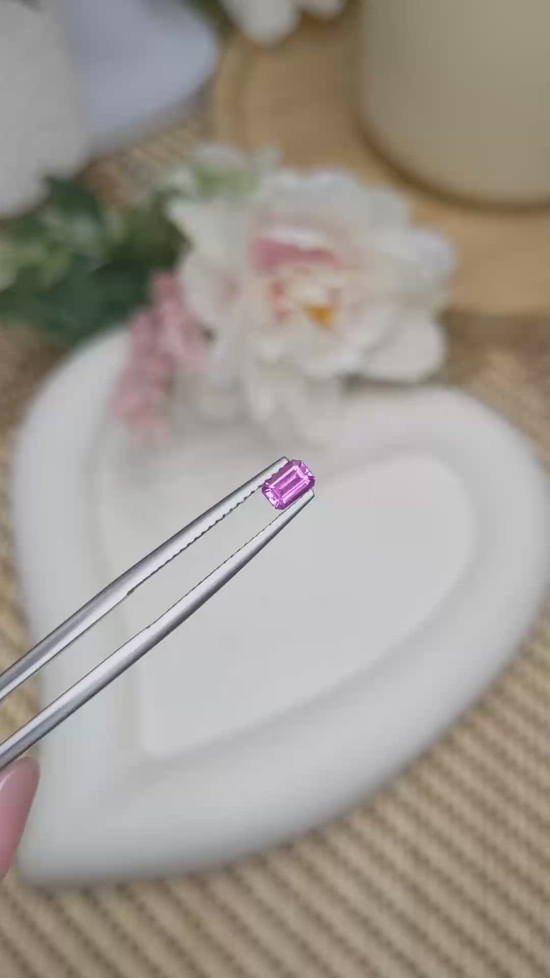 0.41 Ct. Purplish Pink Sapphire from Ceylon (Sri Lanka) Size Video