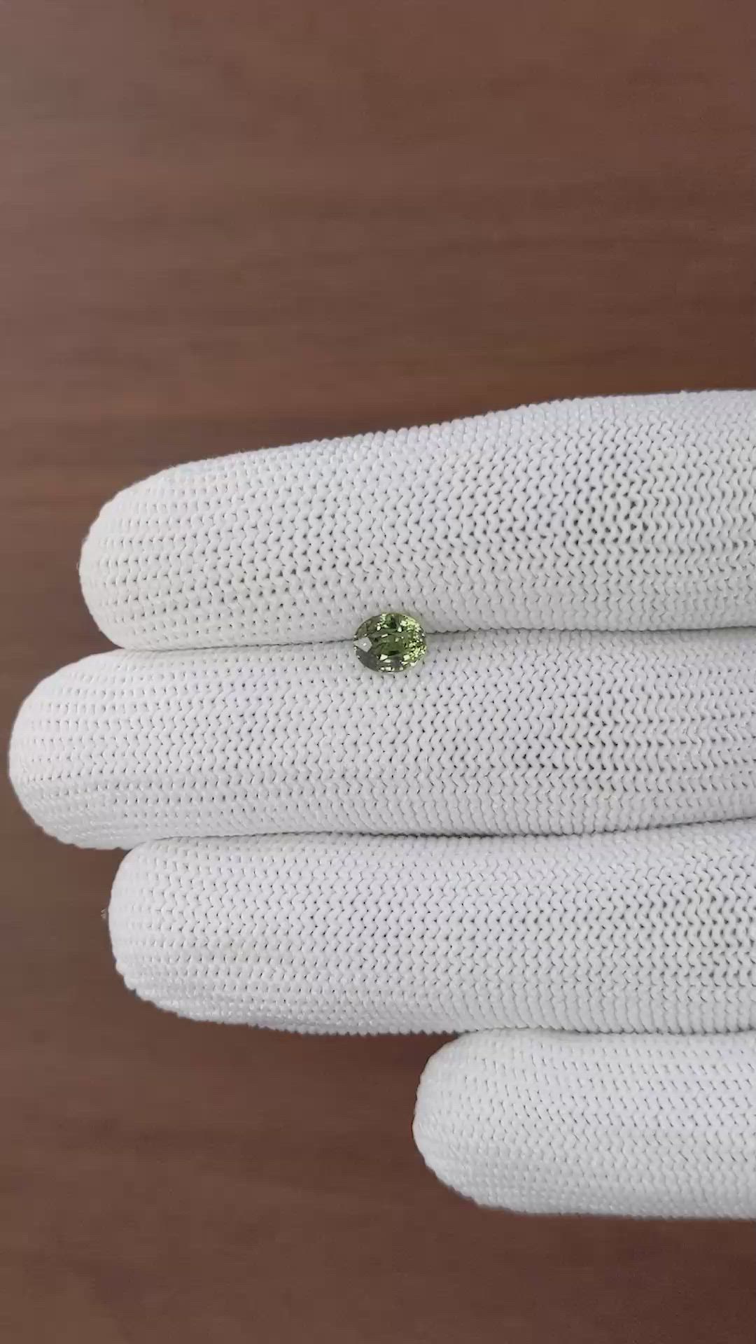 0.95 Ct. Yellowish Green Sapphire from Tanzania Size Video