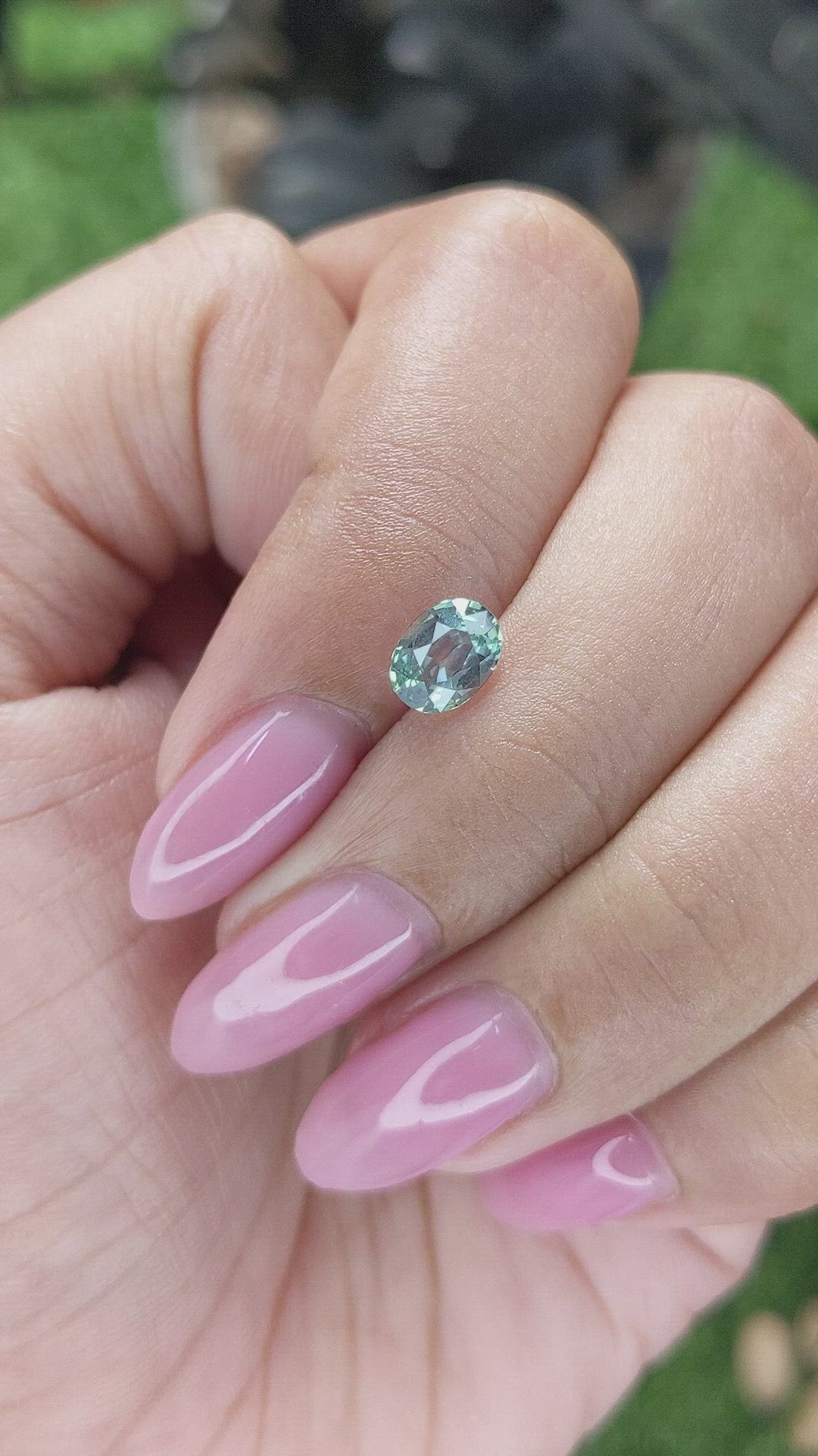 1.04 Ct. Bluish Green Sapphire from Tanzania Size Video