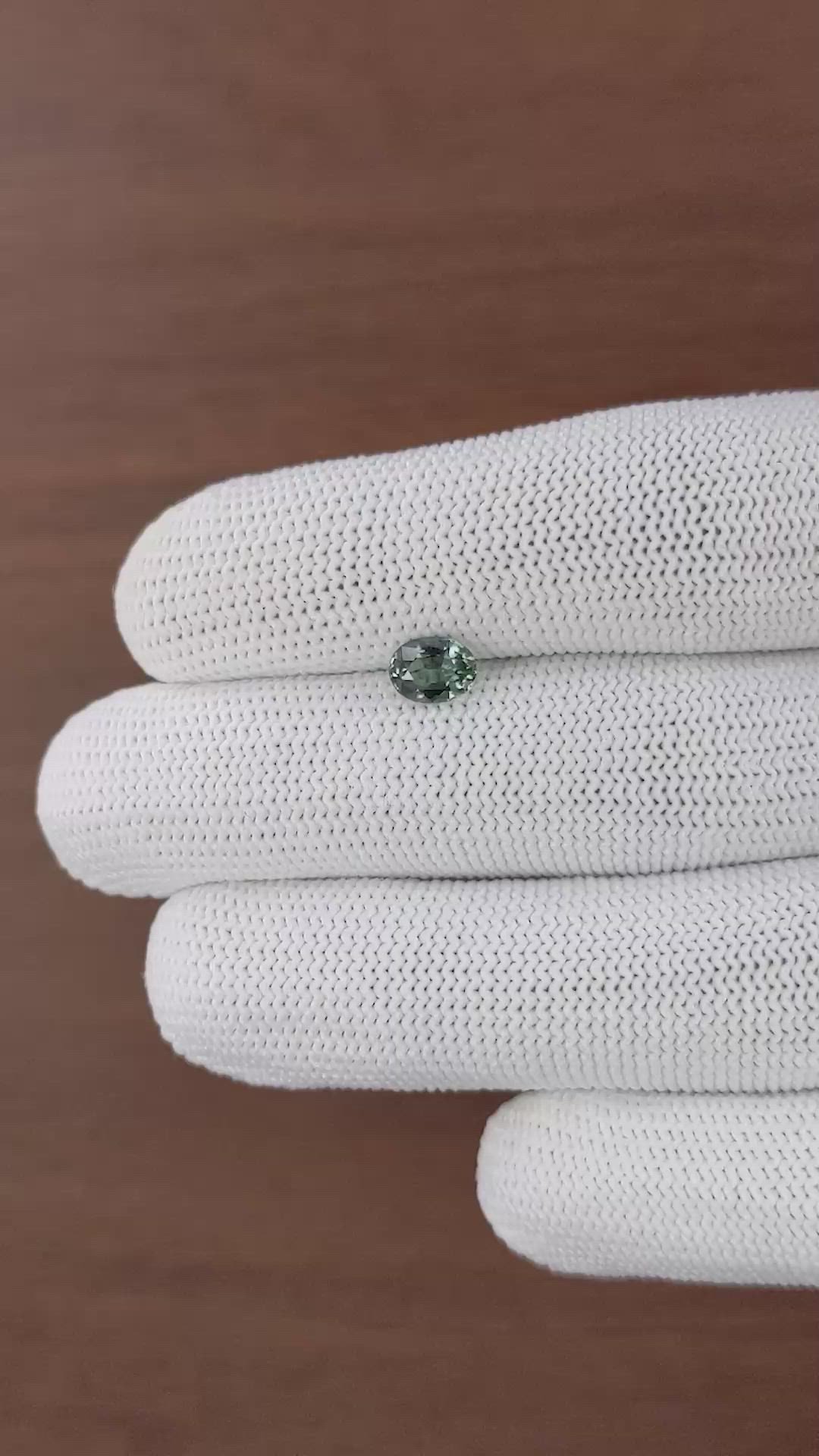 1.05 Ct. Bluish Green Sapphire from Tanzania Size Video