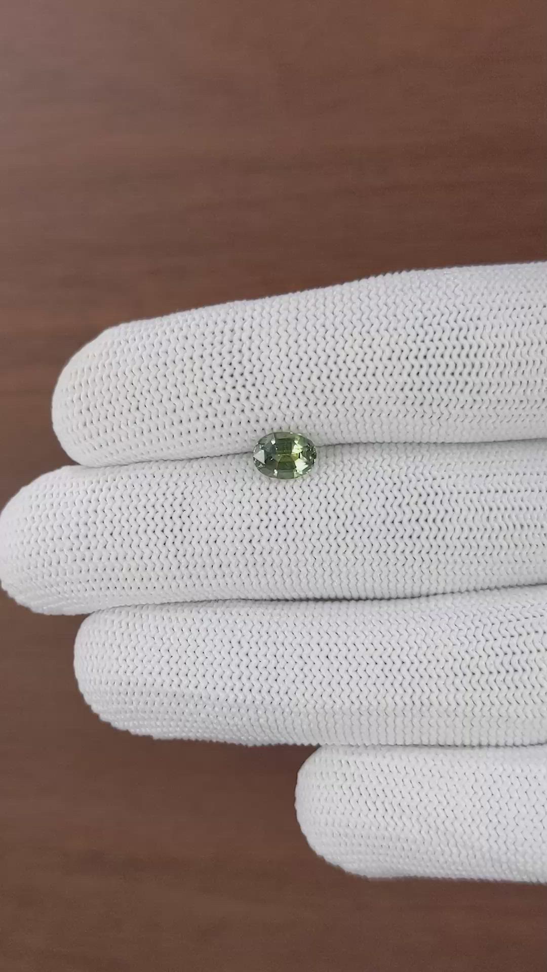 1.29 Ct. Yellowish Green Sapphire from Tanzania Size Video