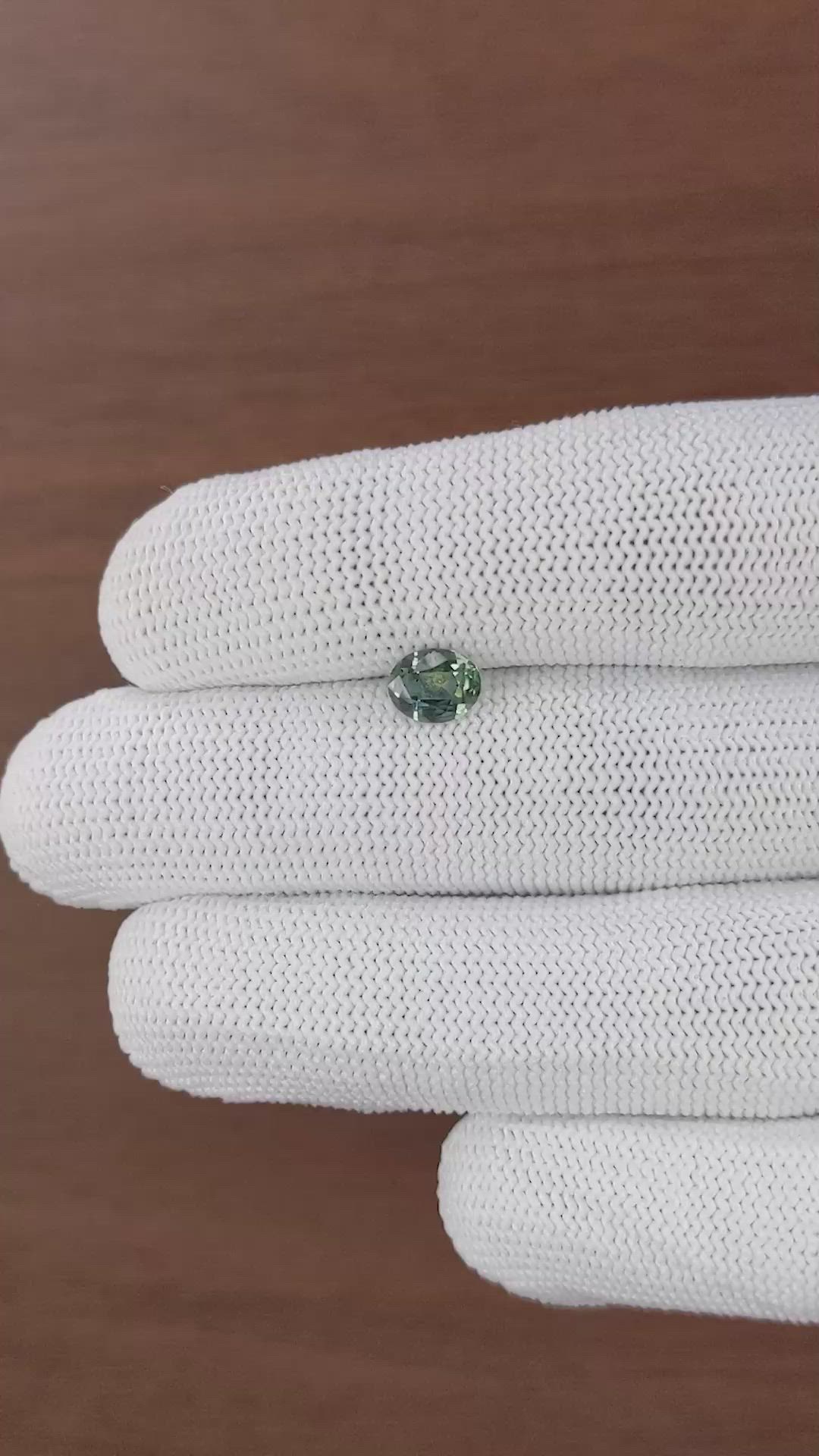 1.06 Ct. Bluish Green Sapphire from Tanzania Size Video