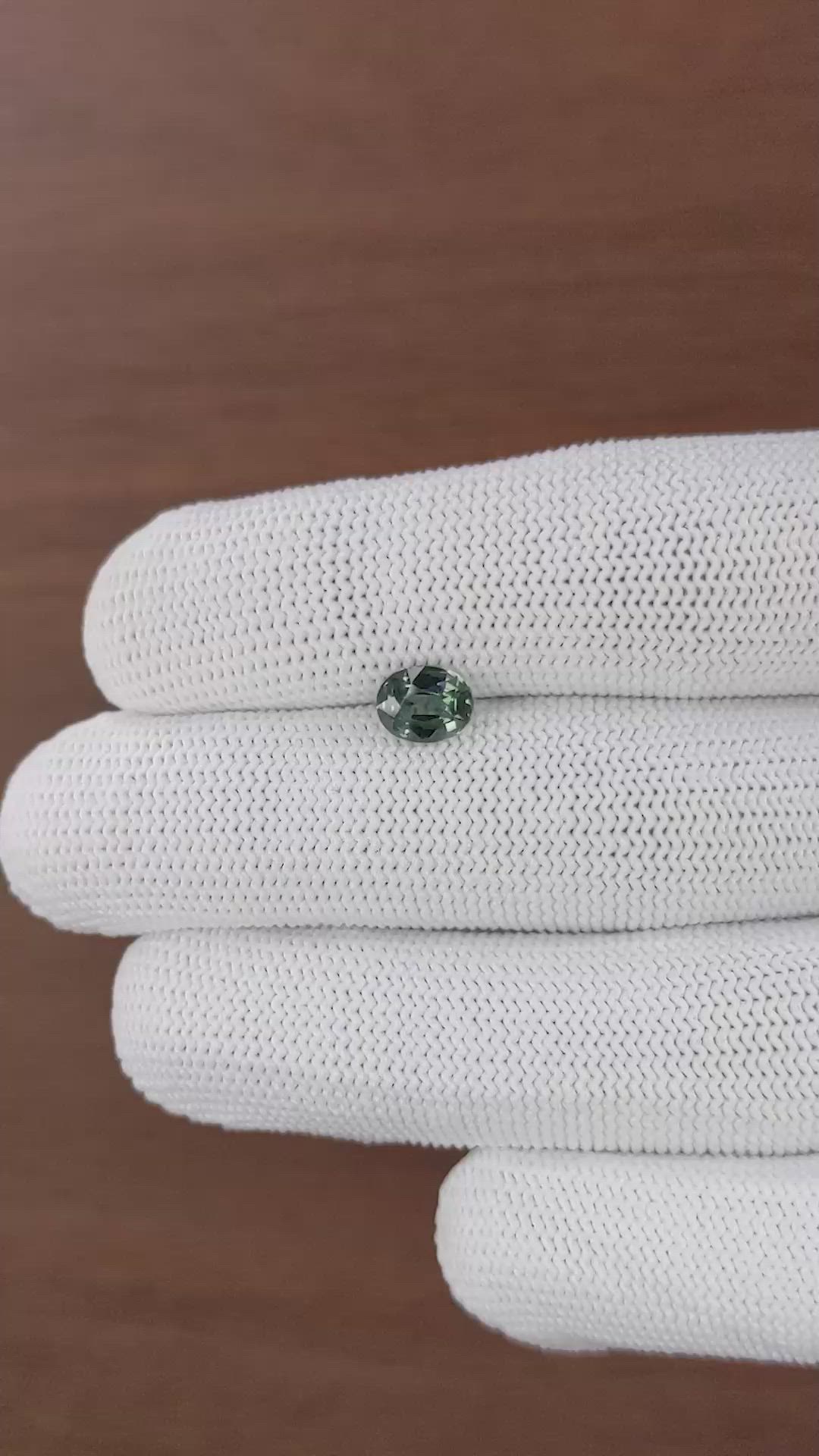 1.35 Ct. Bluish Green Sapphire from Tanzania Size Video