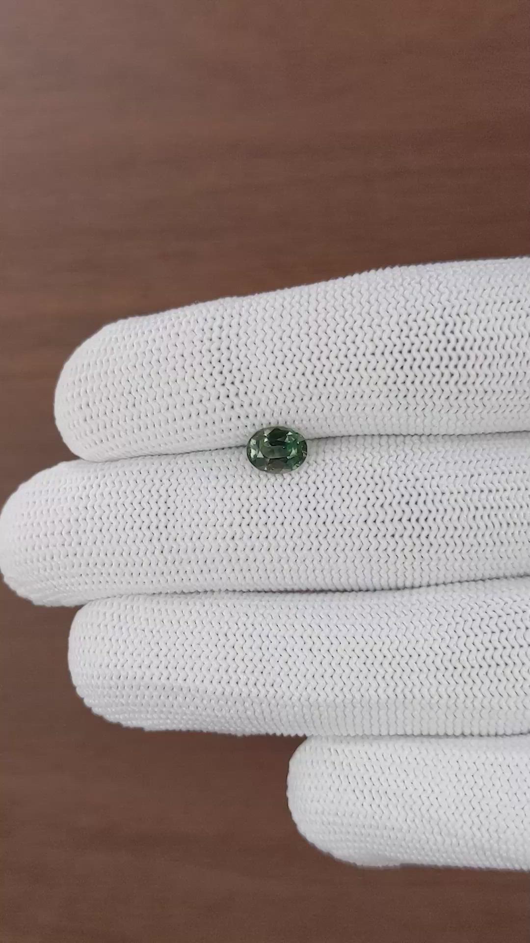 1.10 Ct. Bluish Green Sapphire from Tanzania Size Video