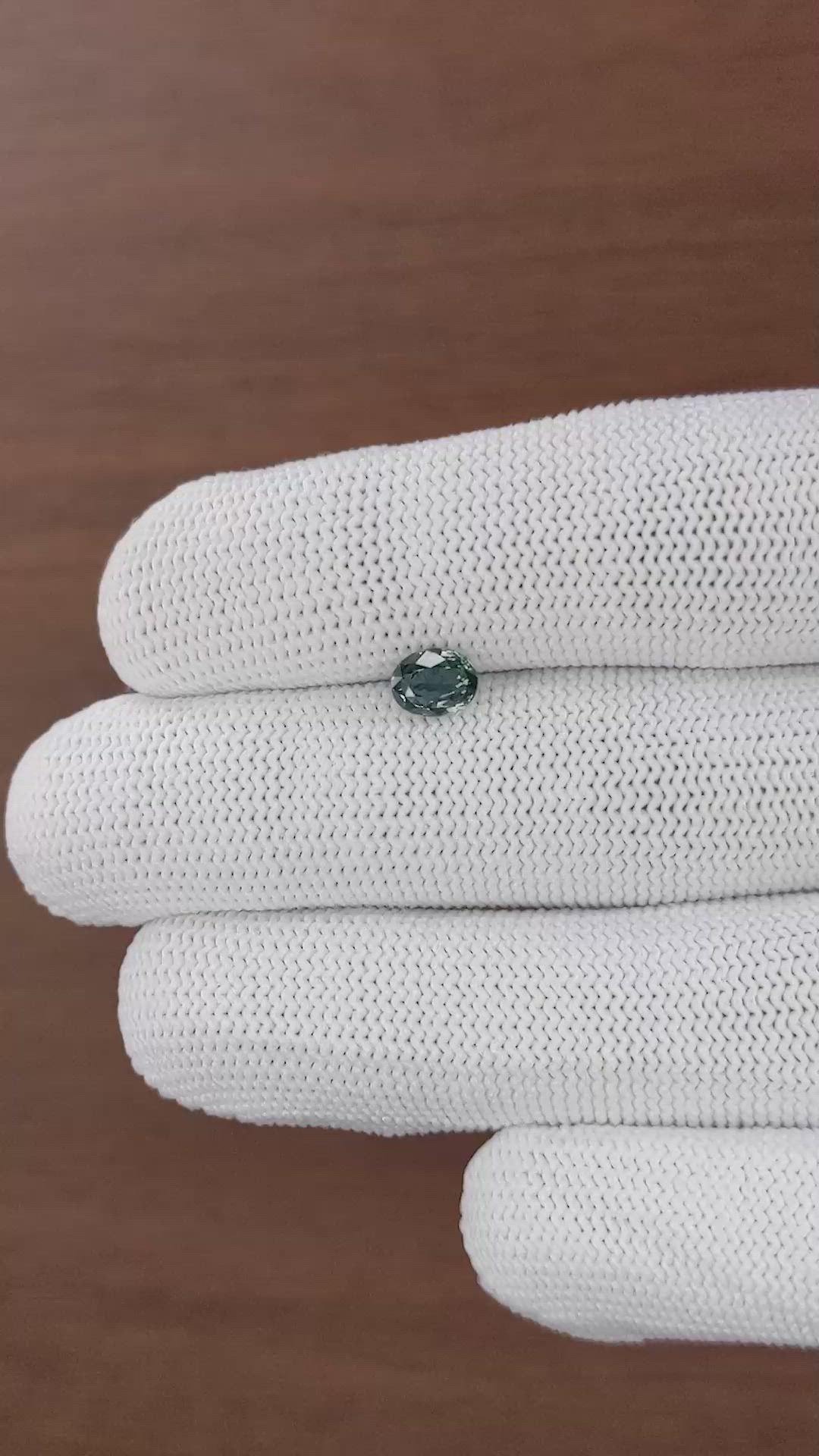 0.96 Ct. Greenish Blue Sapphire from Tanzania Size Video