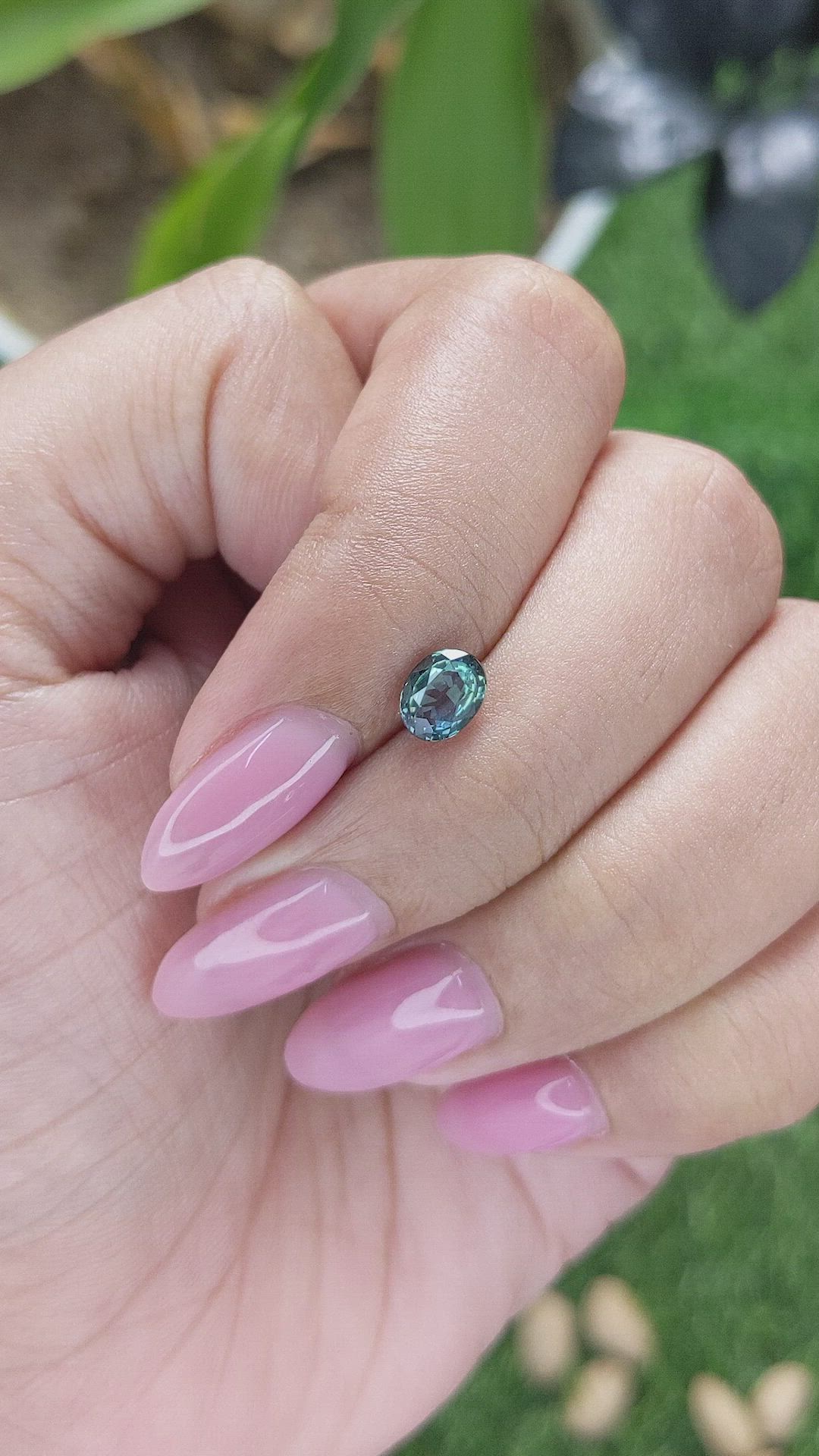 0.96 Ct. Greenish Blue Sapphire from Tanzania Size Video