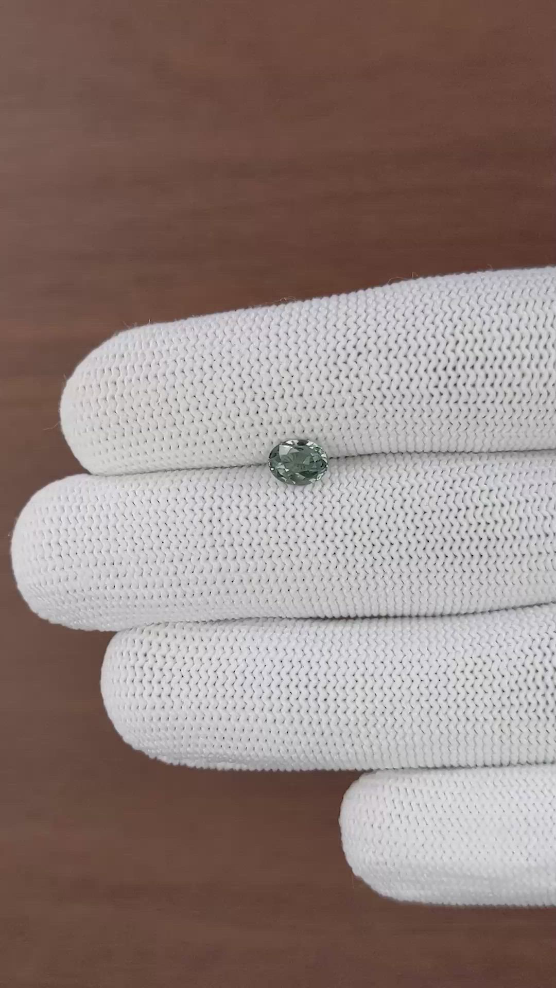 0.97 Ct. Bluish Green Sapphire from Tanzania Size Video