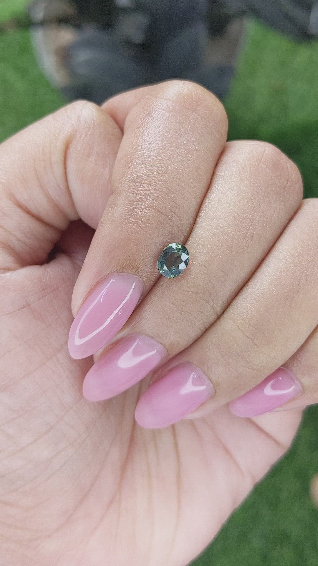 0.78 Ct. Bluish Green Sapphire from Tanzania Size Video