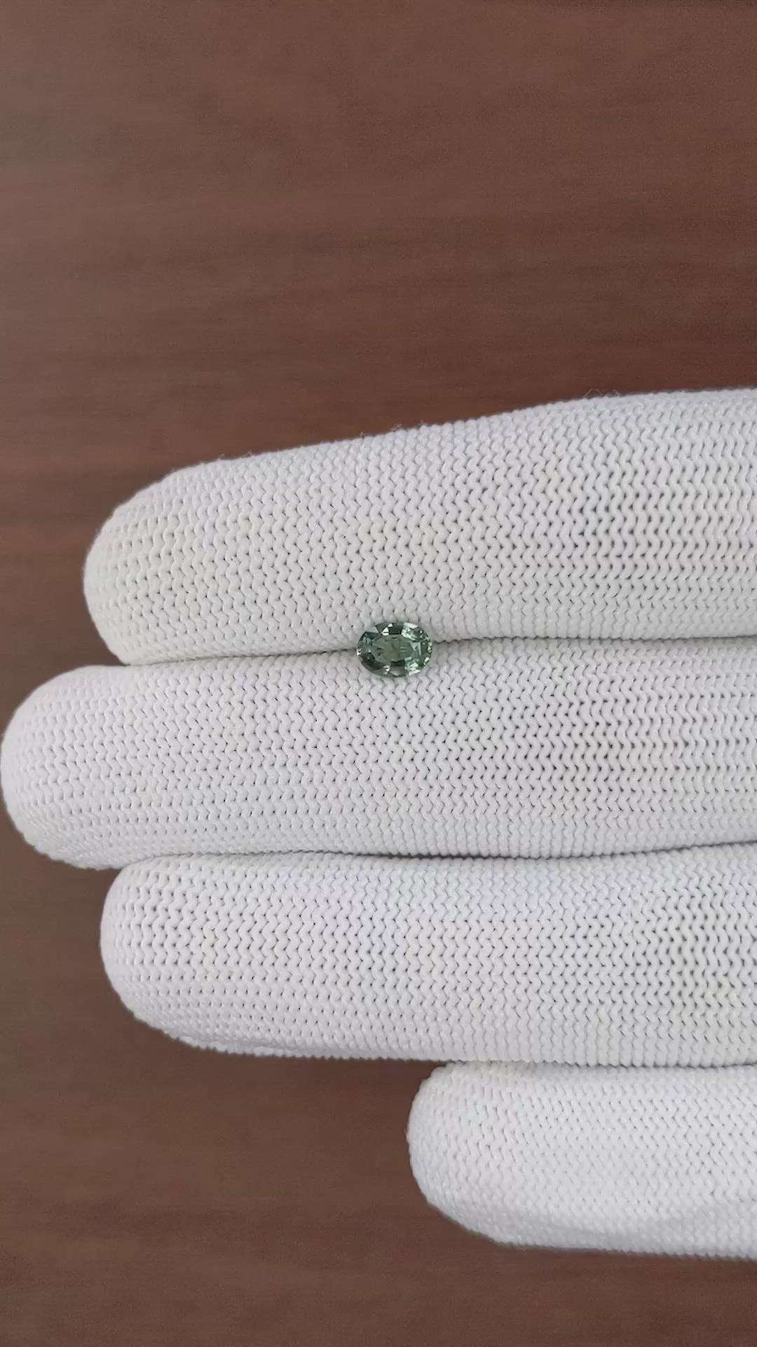 0.64 Ct. Bluish Green Sapphire from Tanzania Size Video