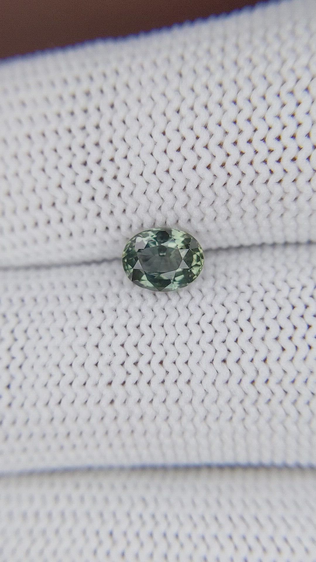 0.86 Ct. Bluish Green Sapphire from Tanzania Size Video