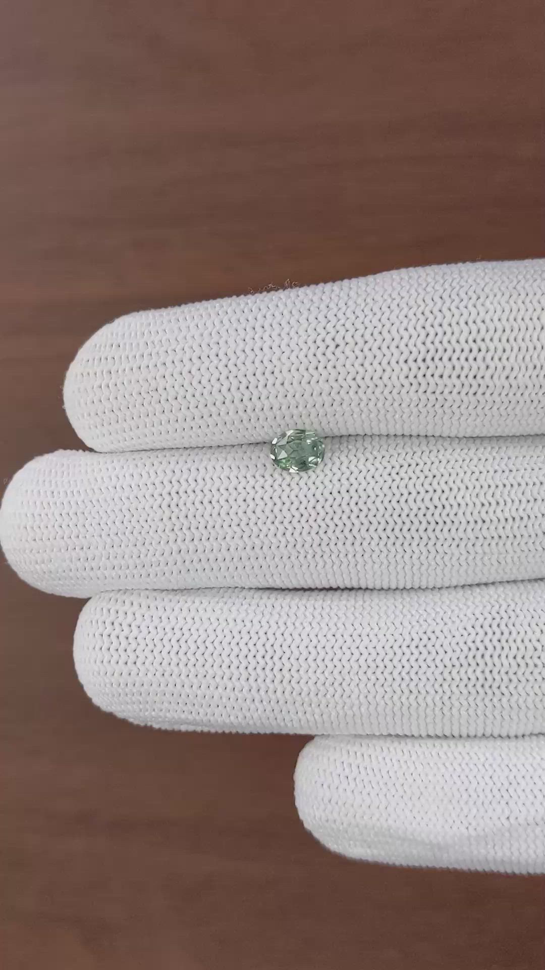 0.64 Ct. Bluish Green Sapphire from Tanzania Size Video
