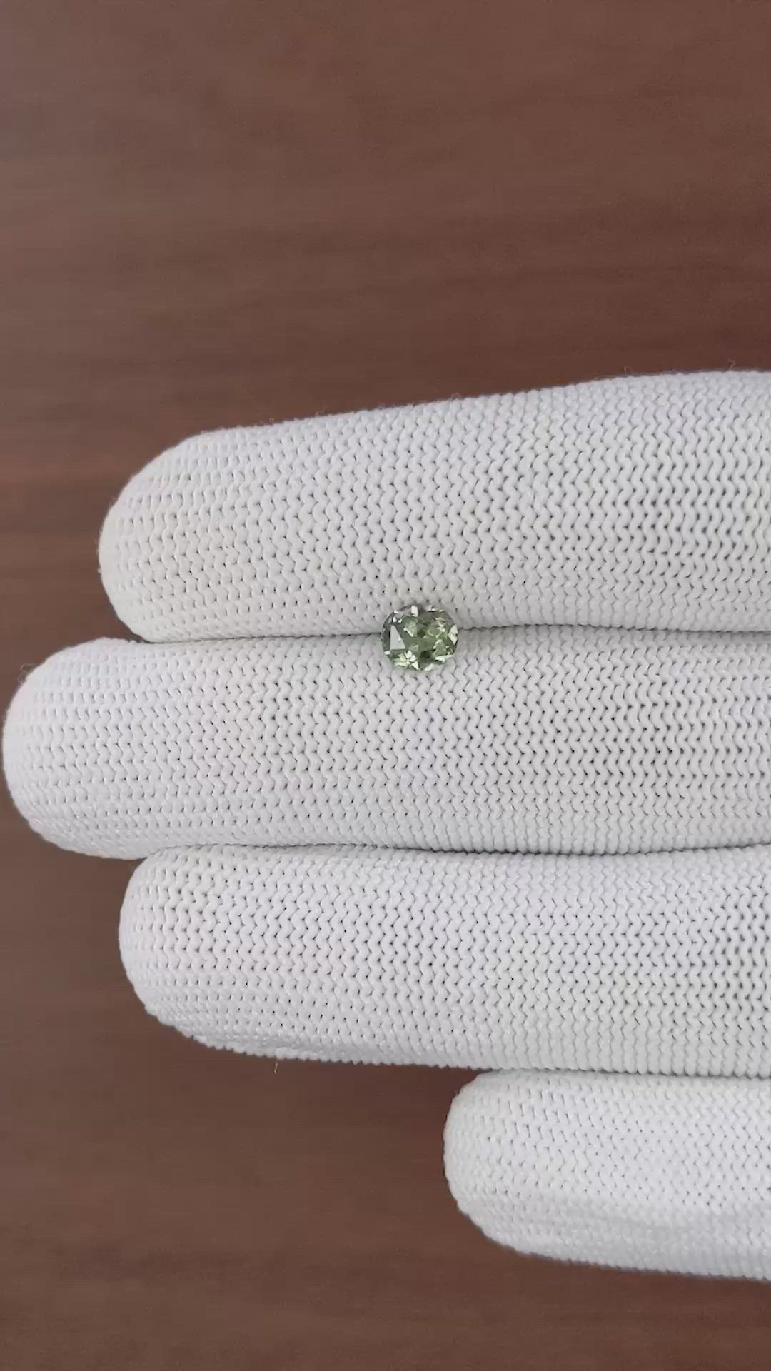 0.74 Ct. Yellowish Green Sapphire from Tanzania Size Video