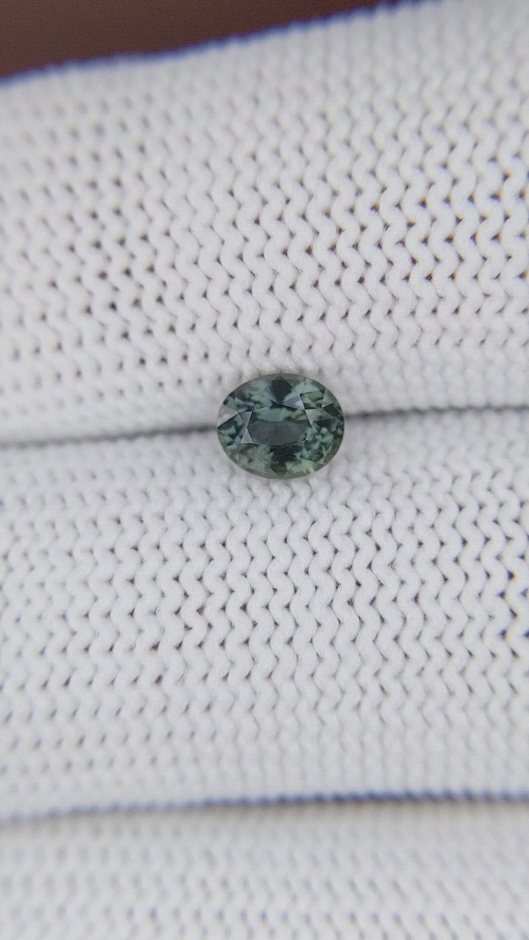 0.74 Ct. Bluish Green Sapphire from Tanzania Size Video