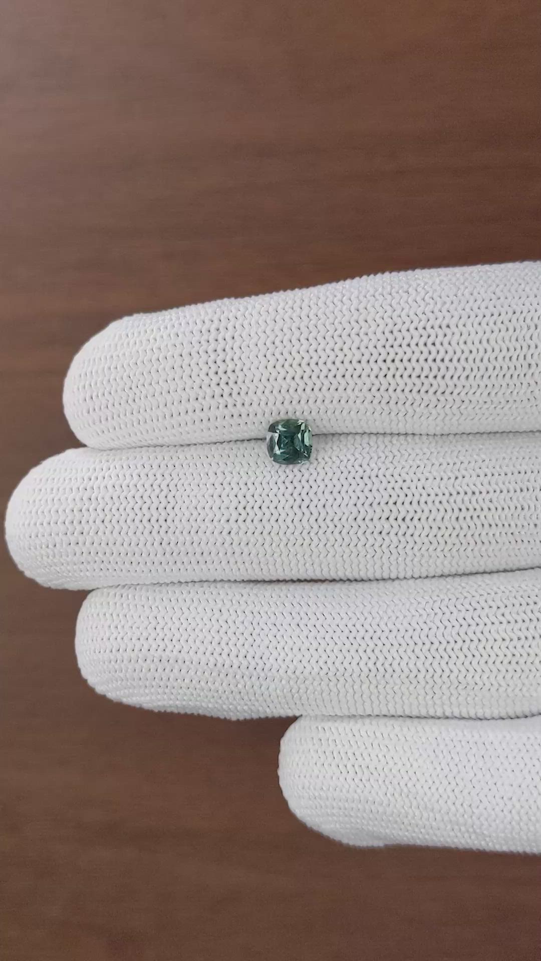0.89 Ct. Bluish Green Sapphire from Tanzania Size Video