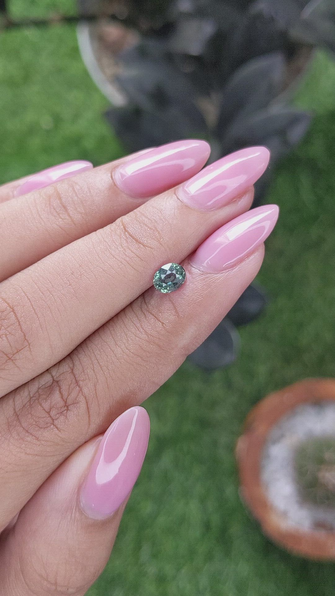 0.68 Ct. Bluish Green Sapphire from Tanzania Size Video