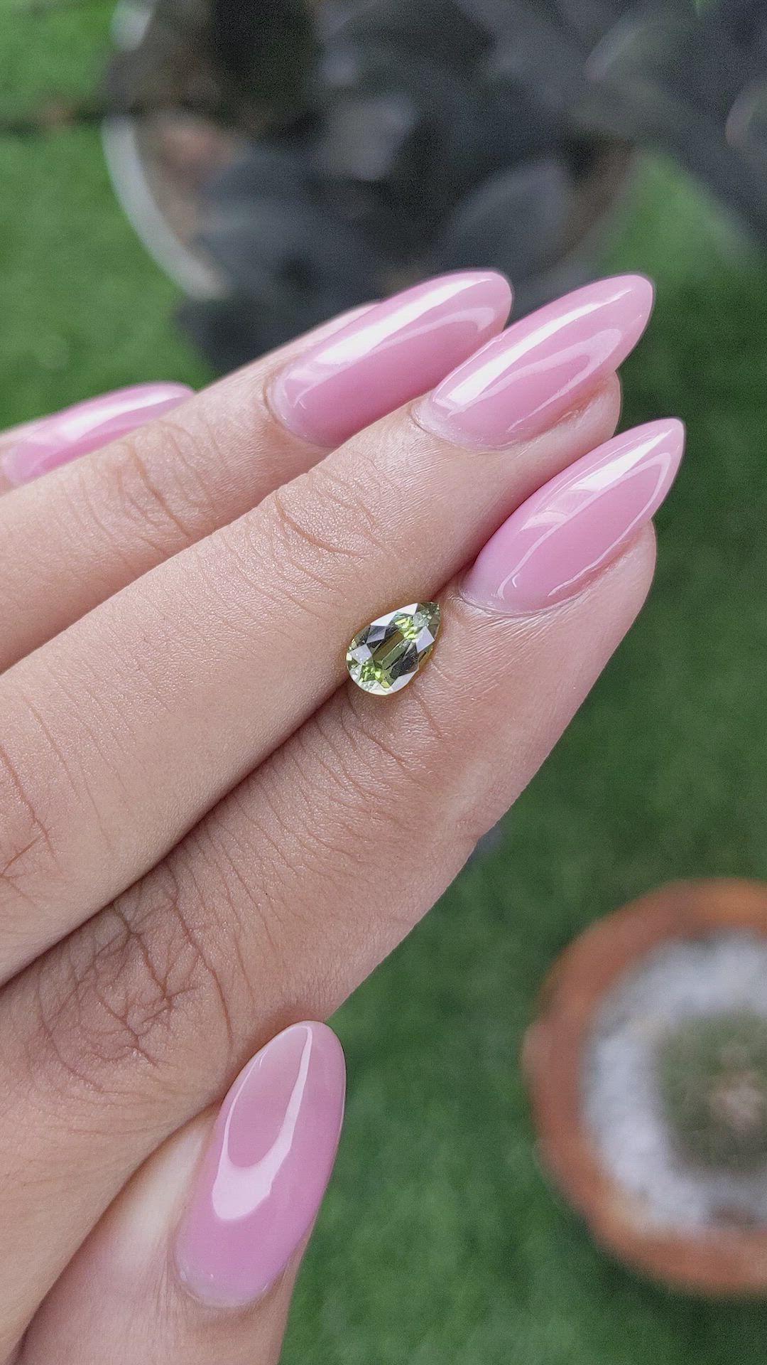 0.66 Ct. Yellowish Green Sapphire from Tanzania Size Video