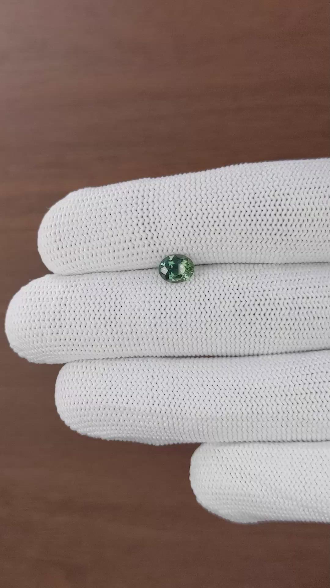 1.08 Ct. Bluish Green Sapphire from Tanzania Size Video