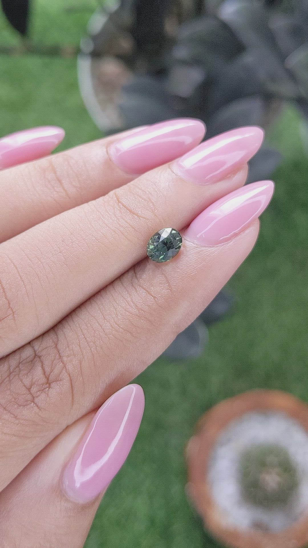 0.94 Ct. Bluish Green Sapphire from Tanzania Size Video