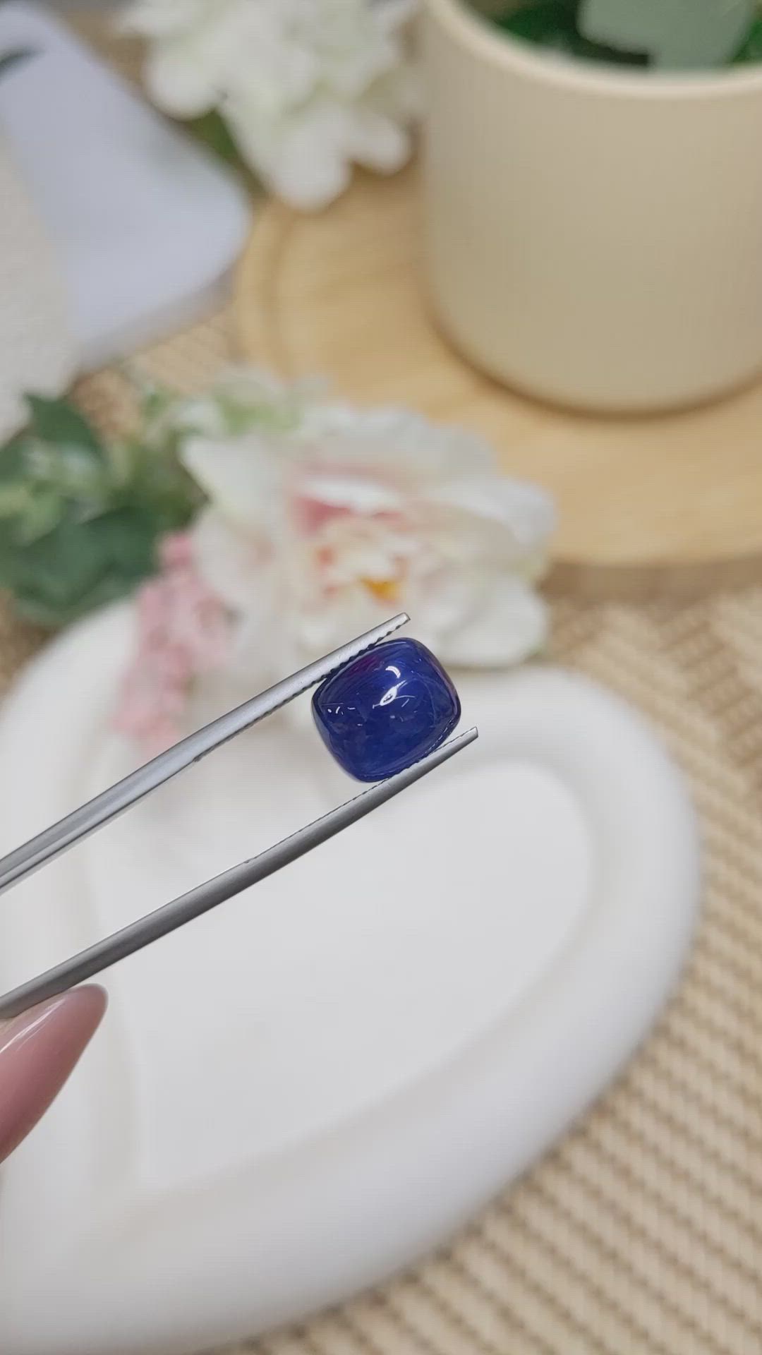 8.39 Ct. Blue Cabochon Sapphire from Ceylon (Sri Lanka) Size Video