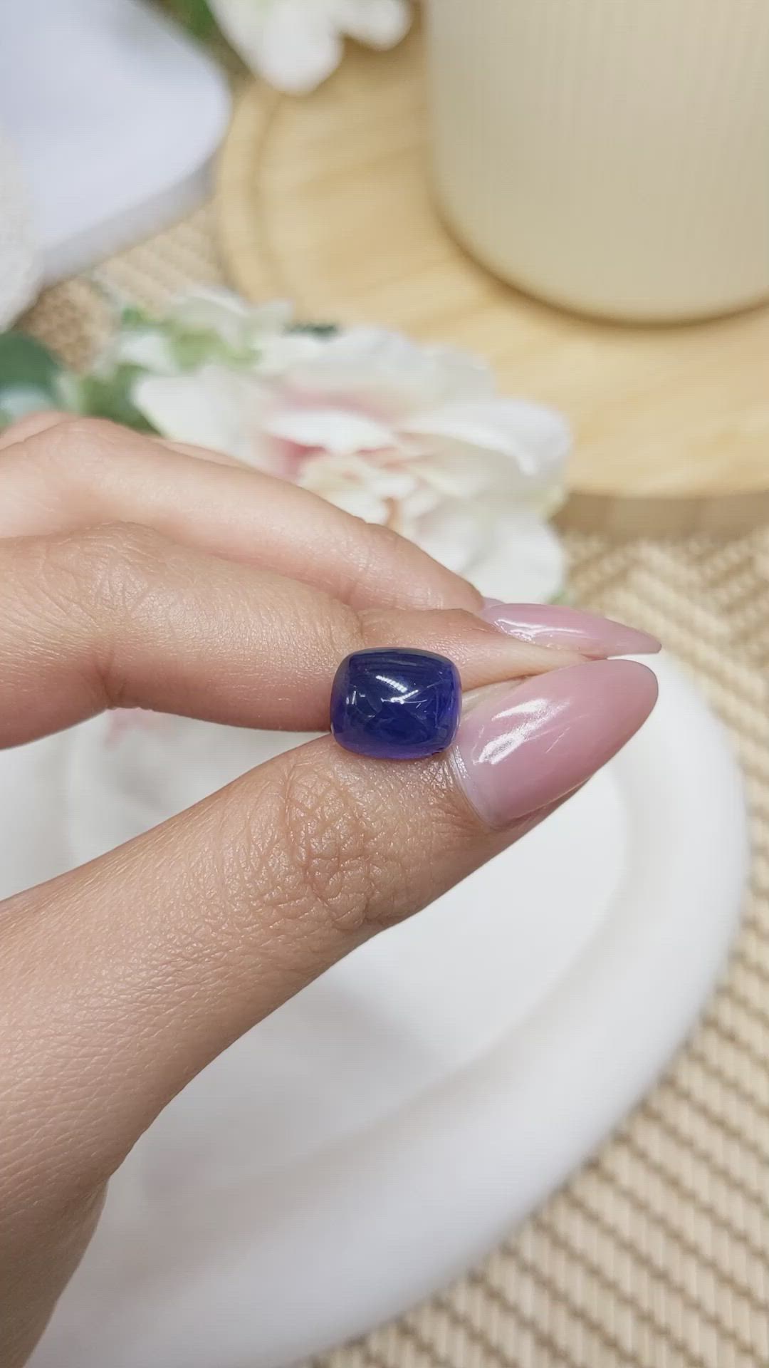 8.39 Ct. Blue Cabochon Sapphire from Ceylon (Sri Lanka) Size Video