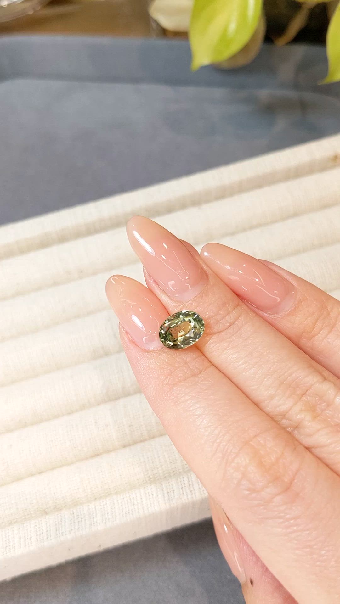 3.10 Ct. Yellowish Green Sapphire from Madagascar Size Video