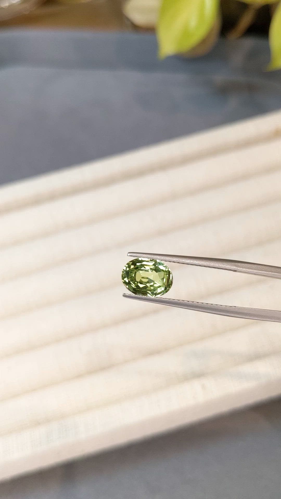 3.10 Ct. Yellowish Green Sapphire from Madagascar Size Video