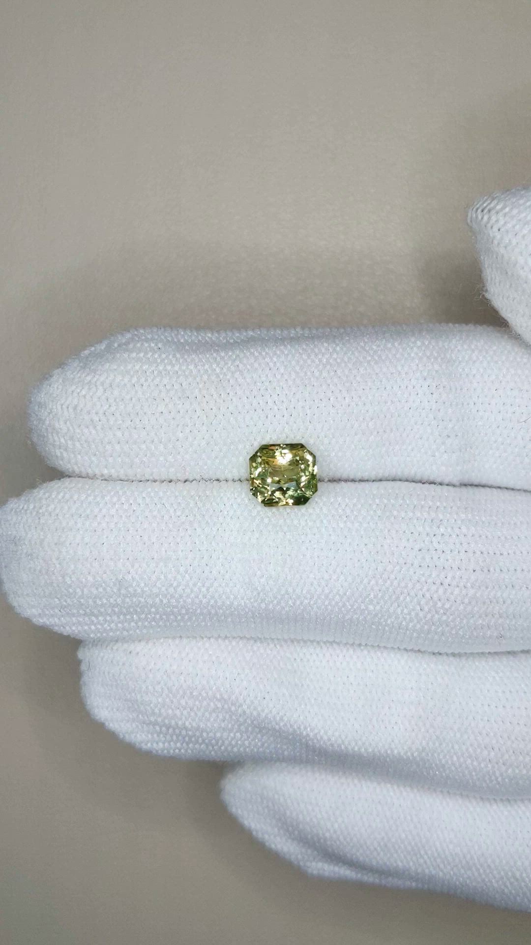 1.99 Ct. Yellowish Green Sapphire from Madagascar Size Video