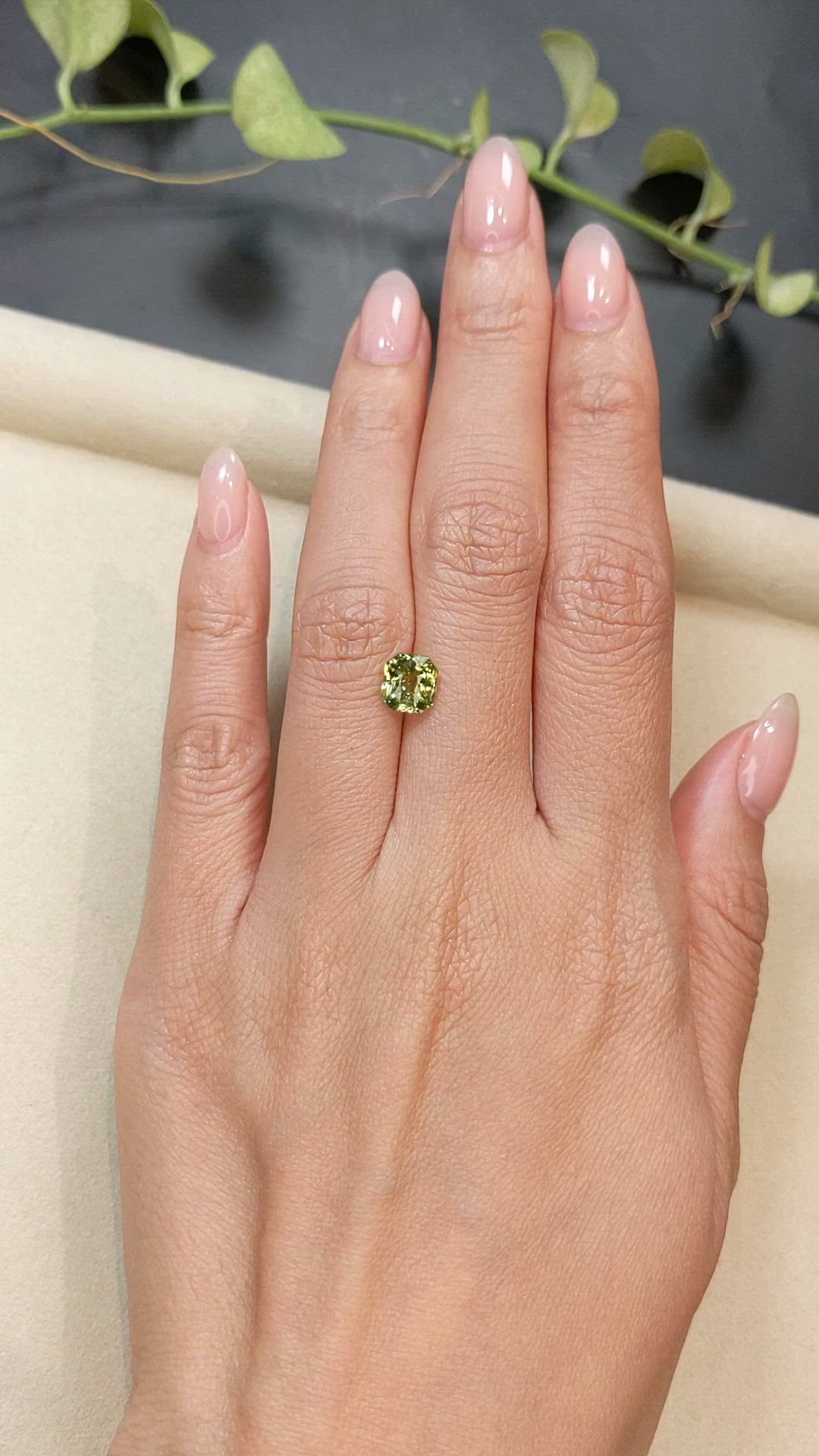 1.99 Ct. Yellowish Green Sapphire from Madagascar Size Video