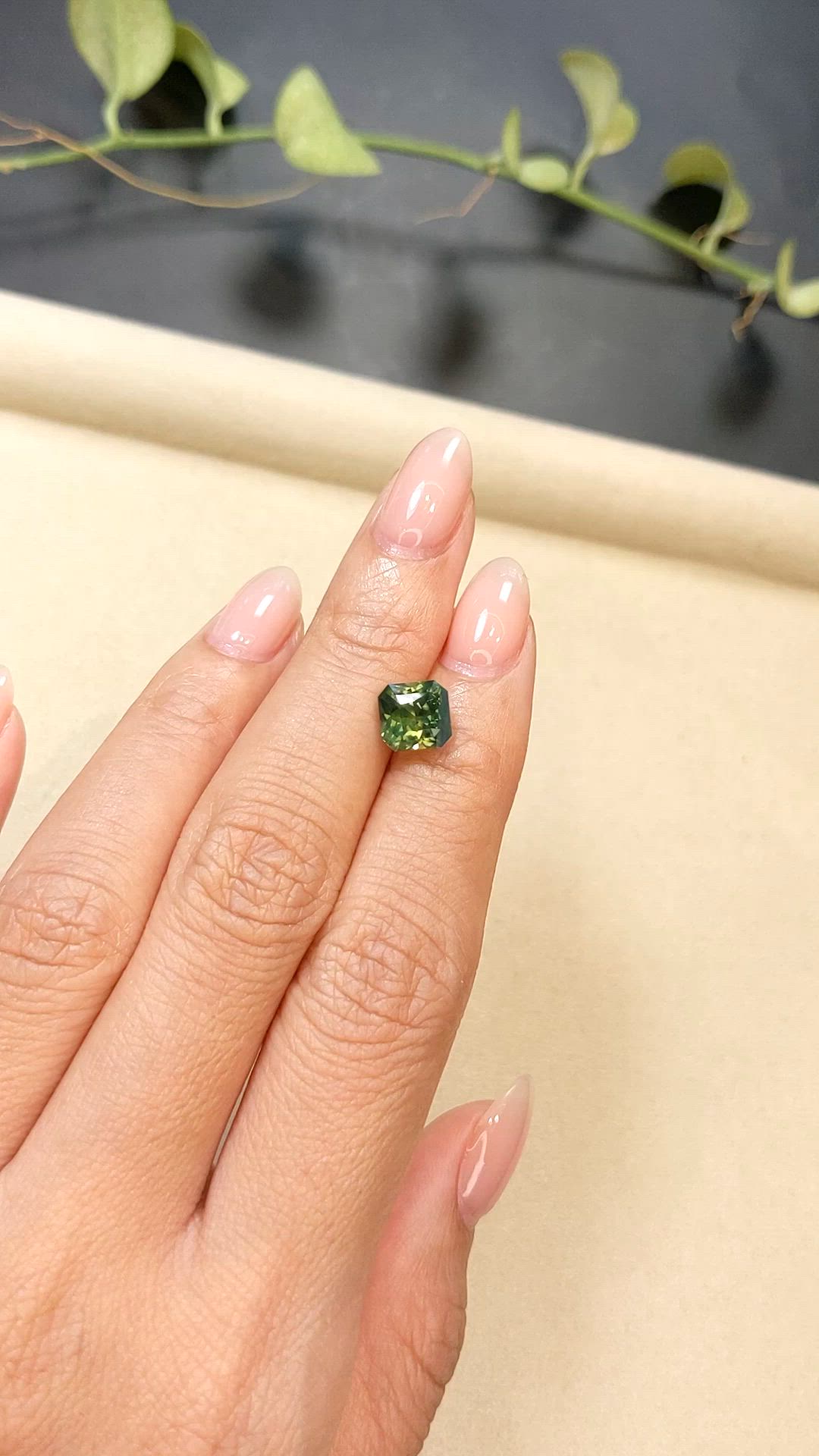 3.07 Ct. Yellowish Green Sapphire from Madagascar Size Video