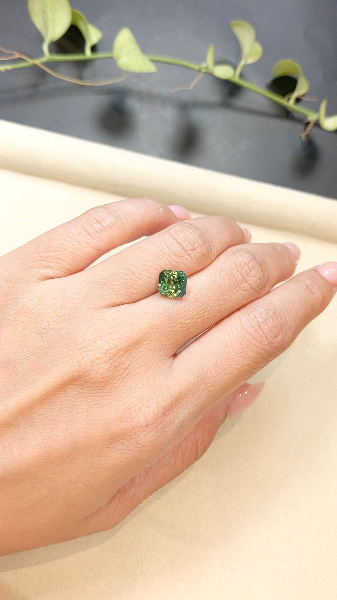 3.07 Ct. Yellowish Green Sapphire from Madagascar Size Video