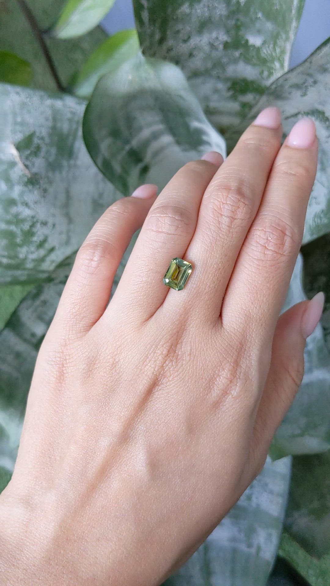 3.01 Ct. Yellowish Green Sapphire from Madagascar Size Video