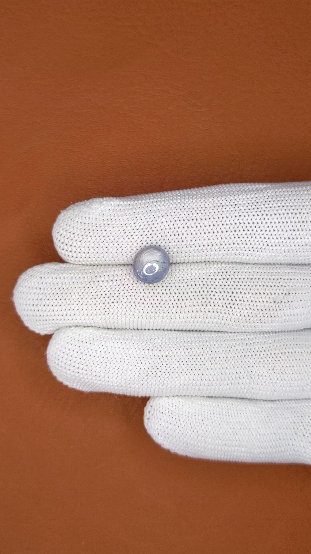 4.89 Ct. Greyish Blue Star Sapphire from Ceylon (Sri Lanka) Size Video