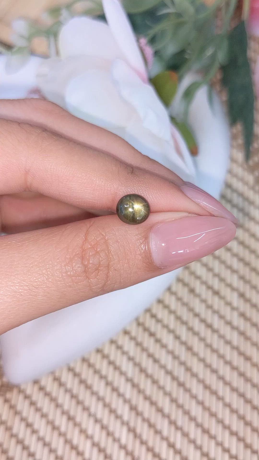 2.11 Ct. Greenish Brown Star Sapphire from Ceylon (Sri Lanka) Size Video