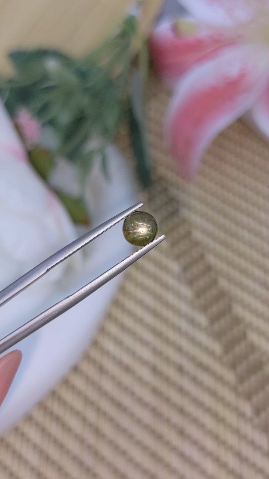 1.33 Ct. Brownish Green Star Sapphire from Ceylon (Sri Lanka) Size Video