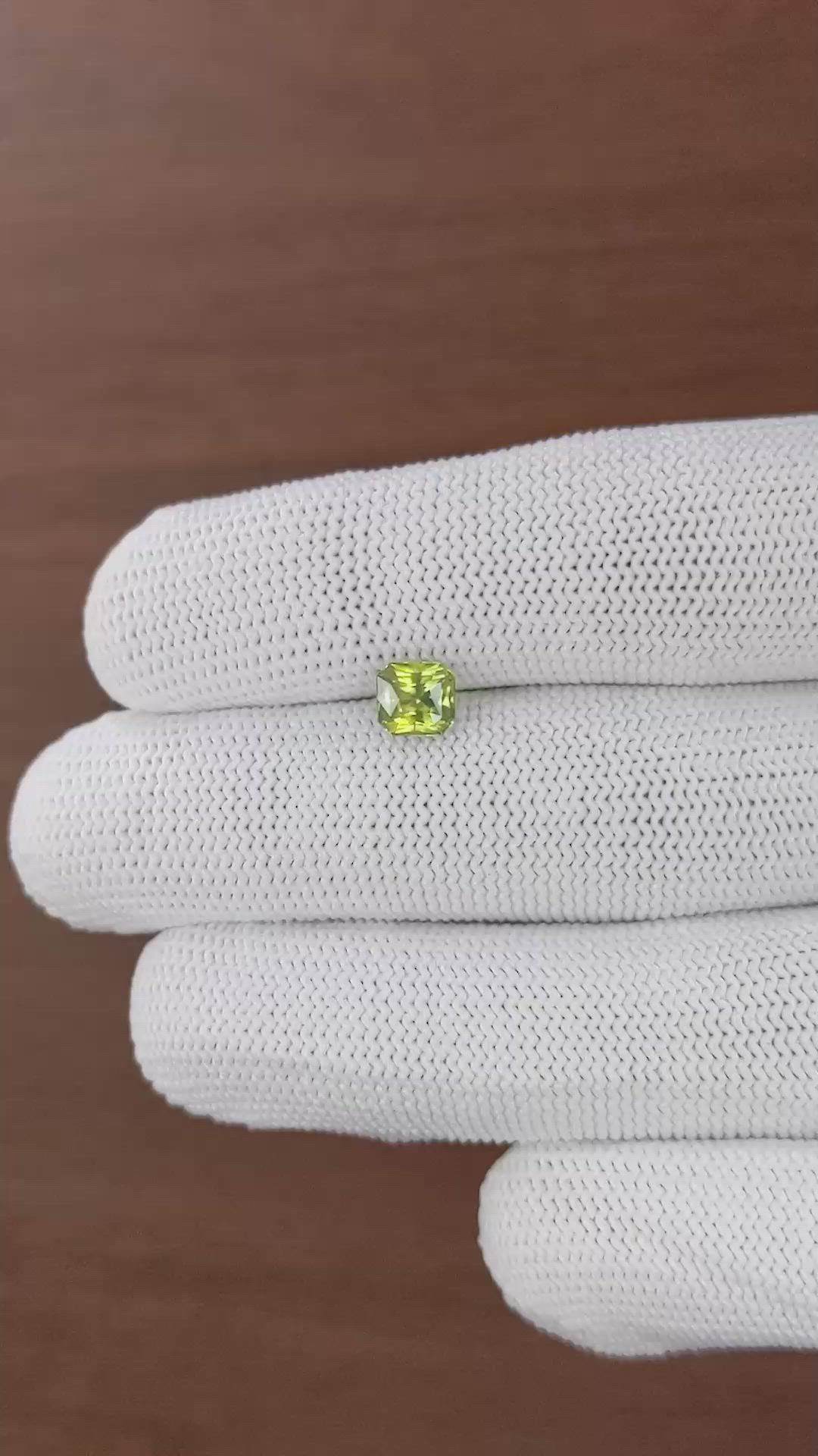 1.28 Ct. Yellowish Green Sapphire from Madagascar Size Video