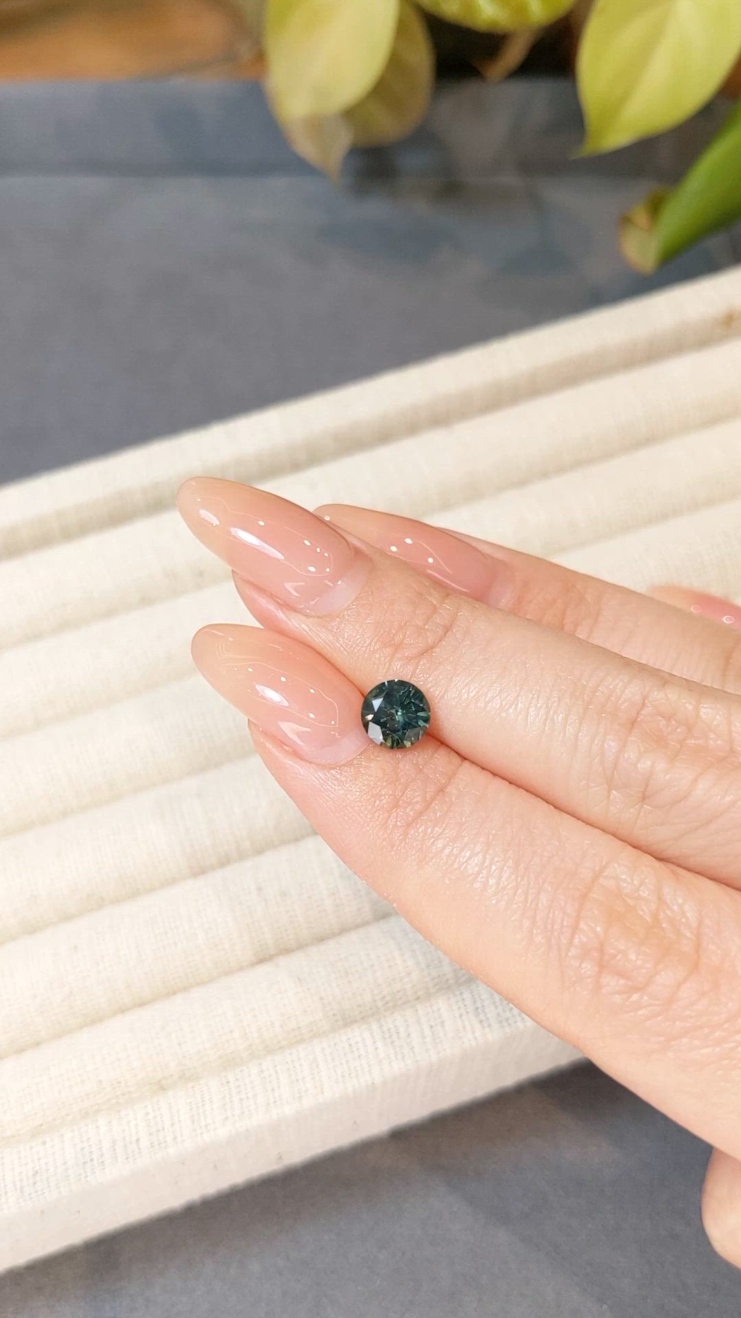 1.36 Ct. Bluish Green Sapphire from Montana Size Video