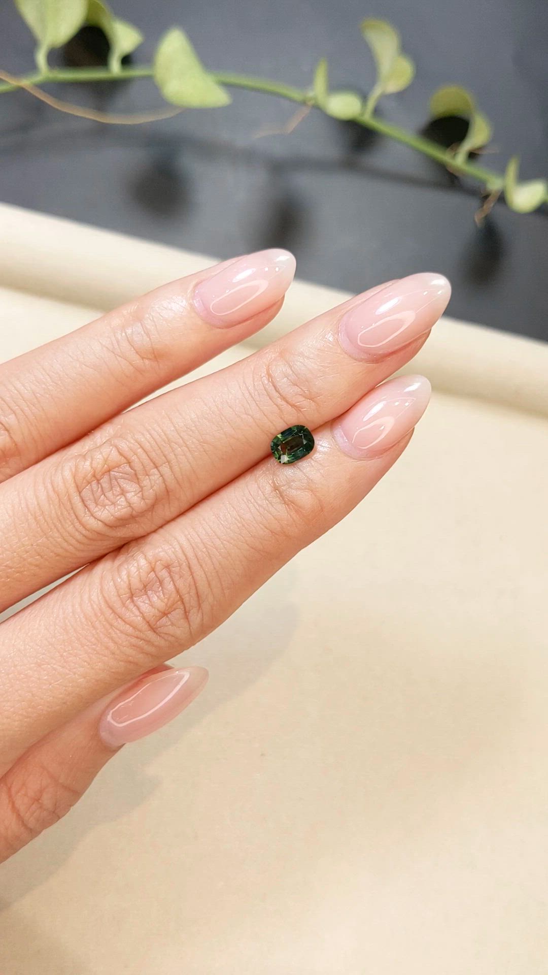 0.73 Ct. Bluish Green Sapphire from Thailand Size Video