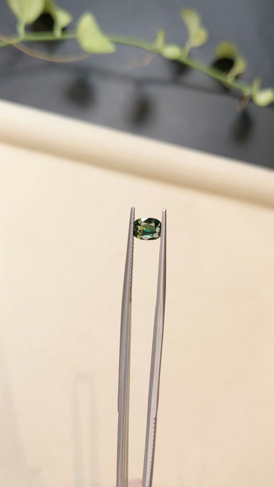 0.73 Ct. Bluish Green Sapphire from Thailand Size Video