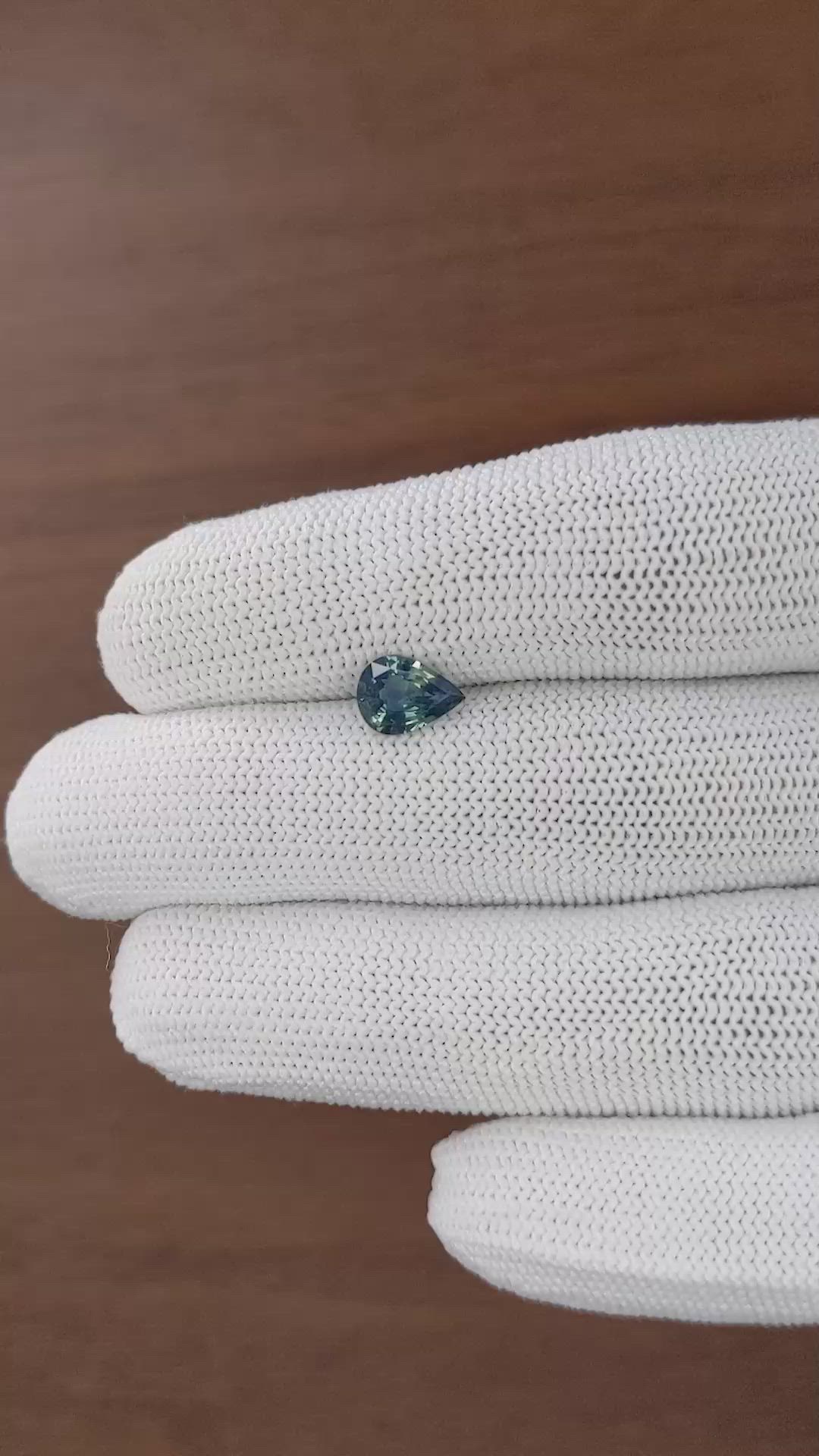 1.10 Ct. Bluish Green Sapphire from Madagascar Size Video