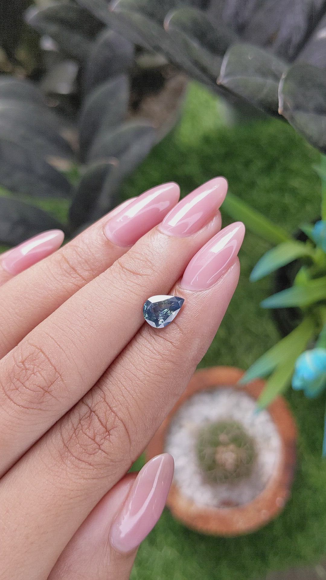1.10 Ct. Bluish Green Sapphire from Madagascar Size Video