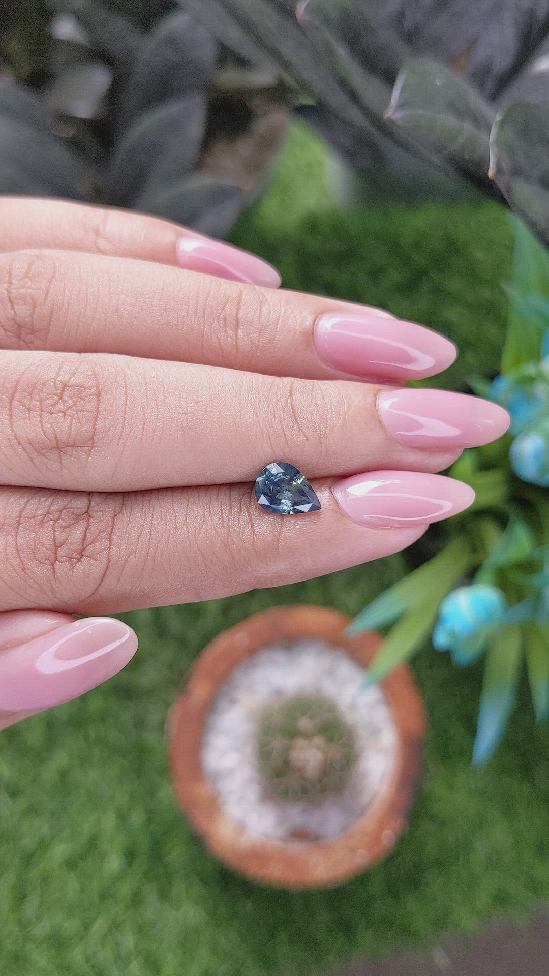 1.10 Ct. Bluish Green Sapphire from Madagascar Size Video