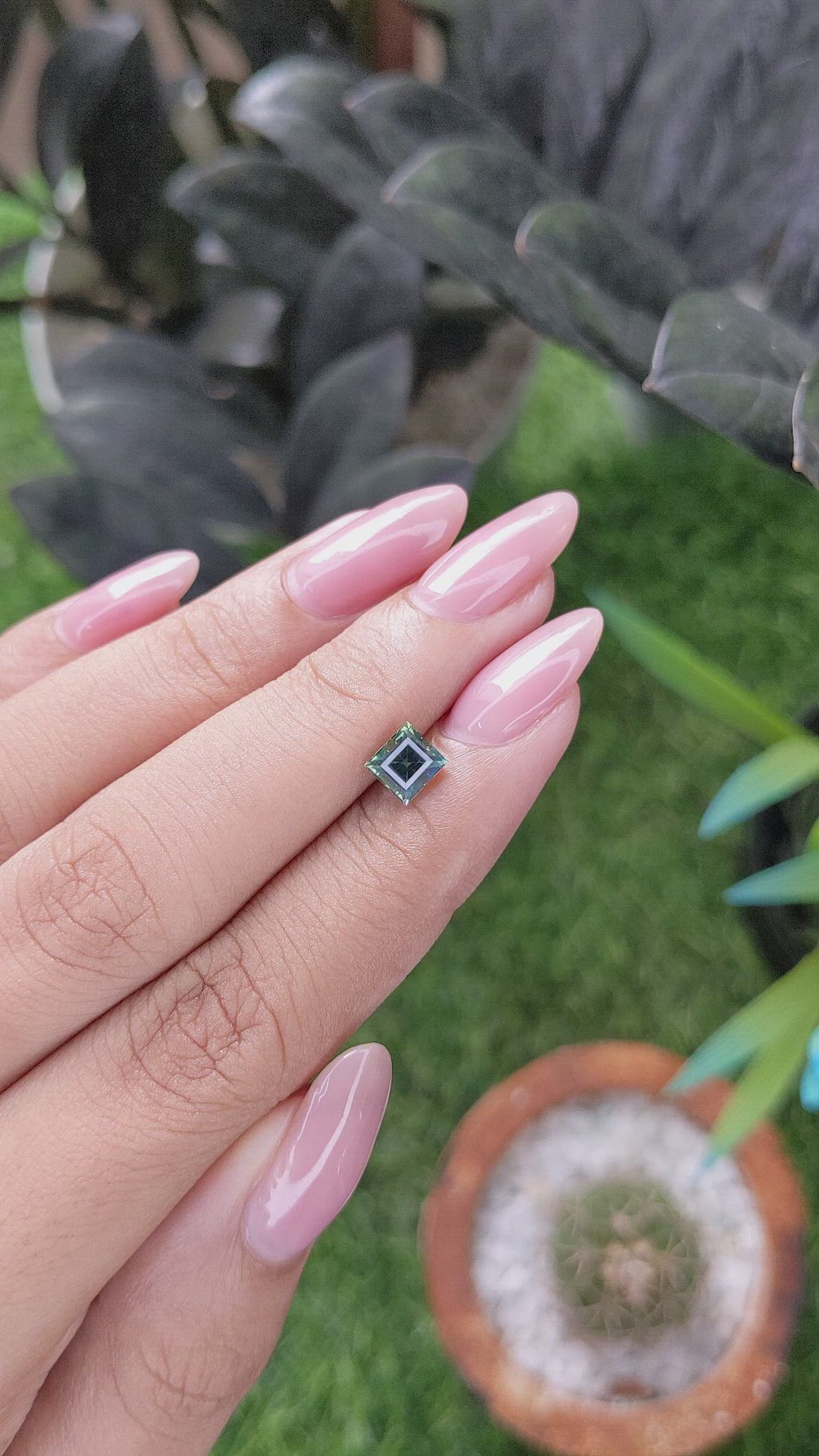 1.01 Ct. Bluish Green Sapphire from Madagascar Size Video
