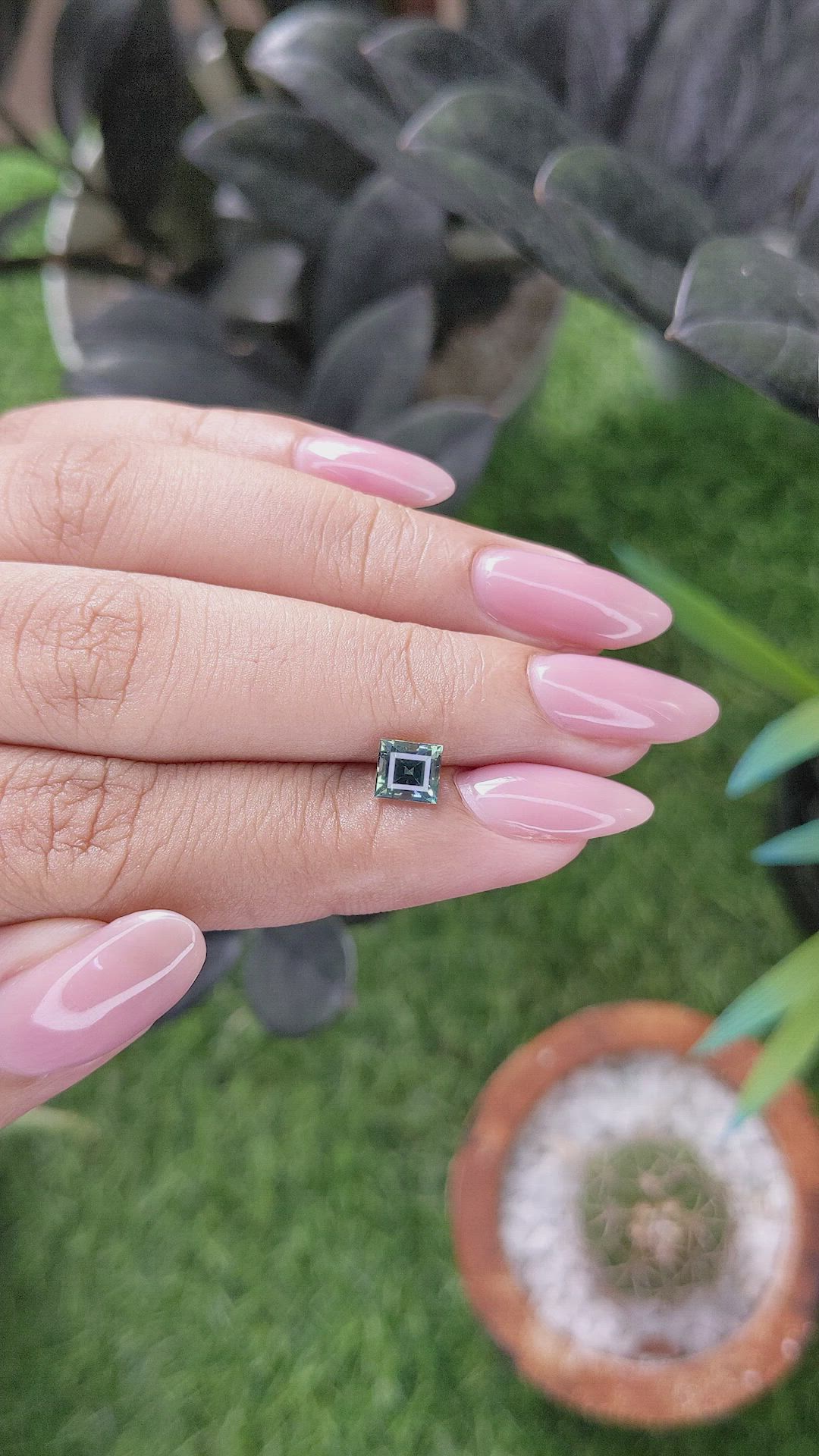 1.01 Ct. Bluish Green Sapphire from Madagascar Size Video