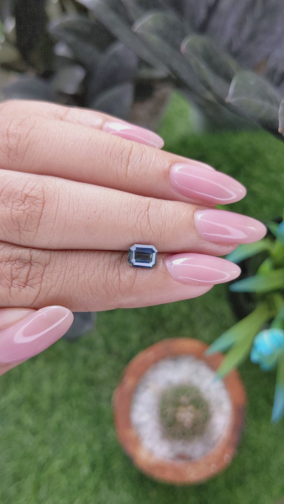 1.06 Ct. Bluish Green Sapphire from Madagascar Size Video