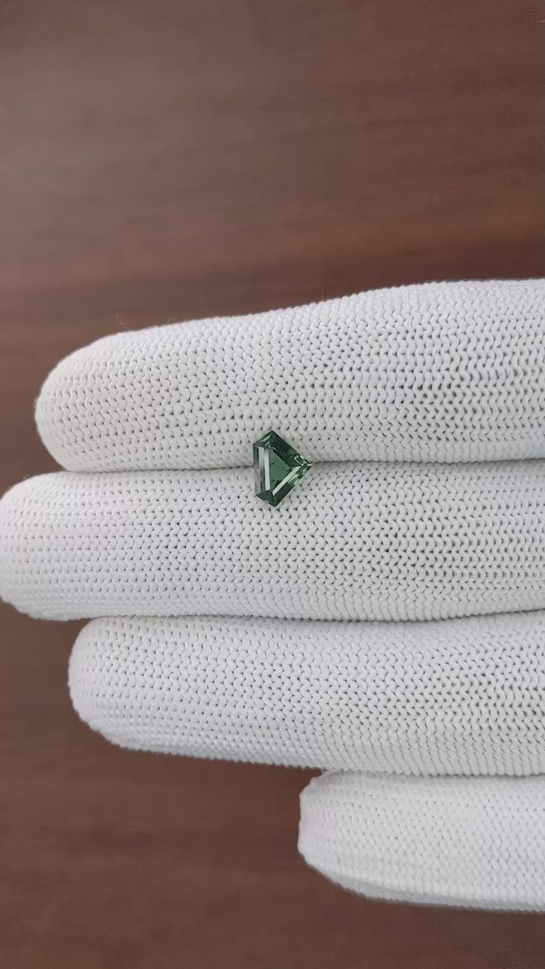 1.07 Ct. Bluish Green Sapphire from Madagascar Size Video