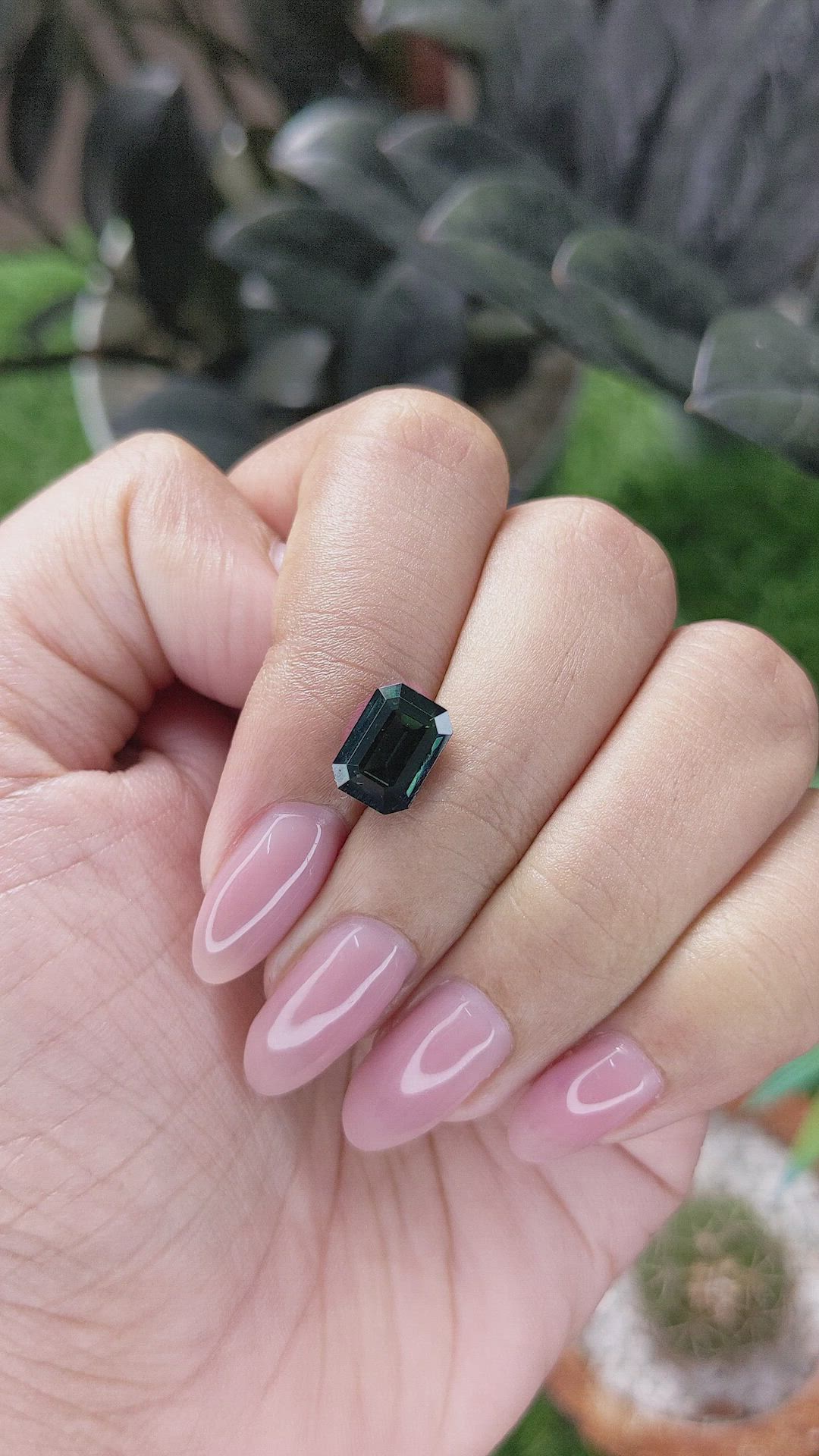 3.01 Ct. Bluish Green Sapphire from Madagascar Size Video