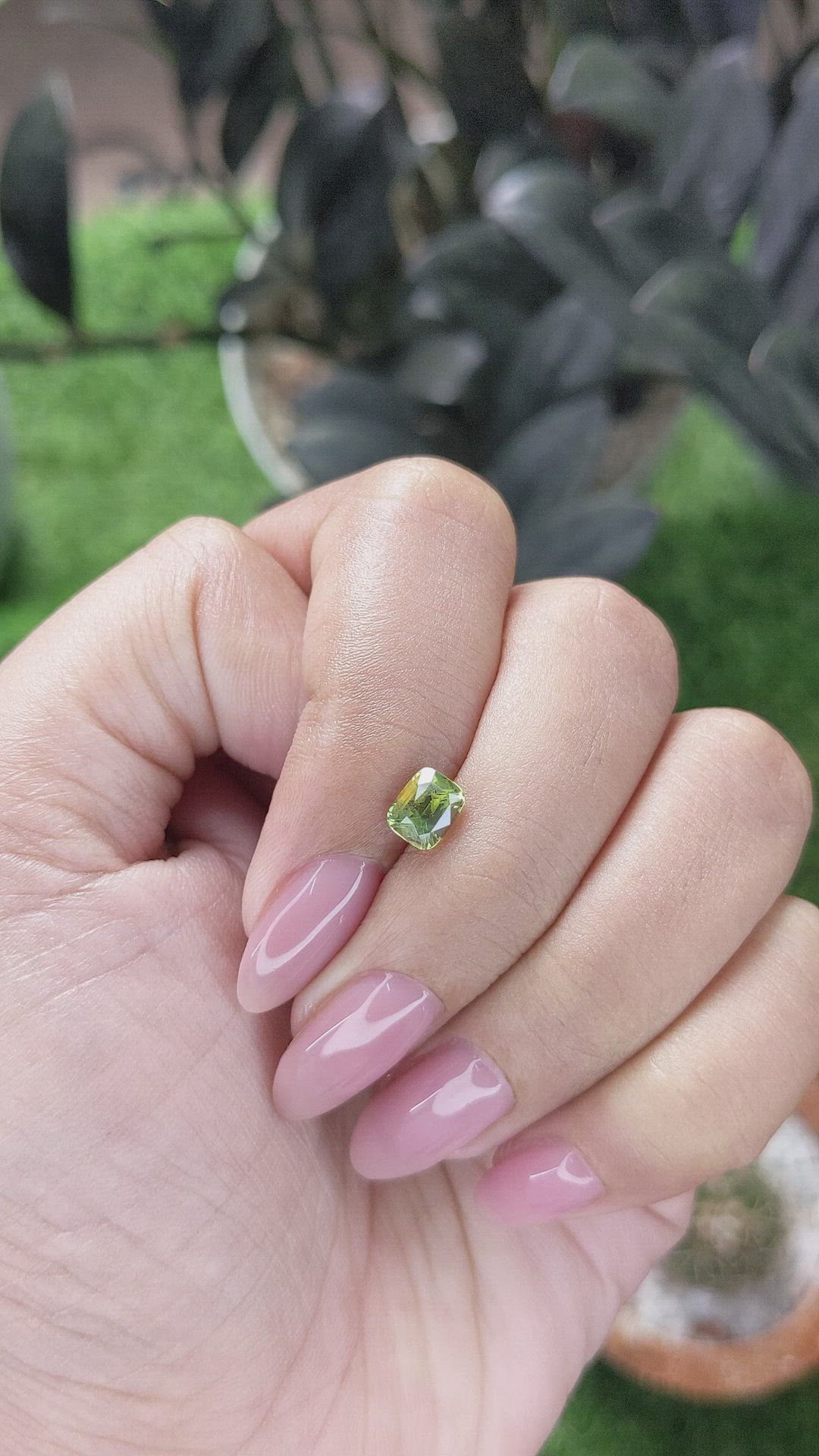 1.10 Ct. Yellowish Green Sapphire from Madagascar Size Video