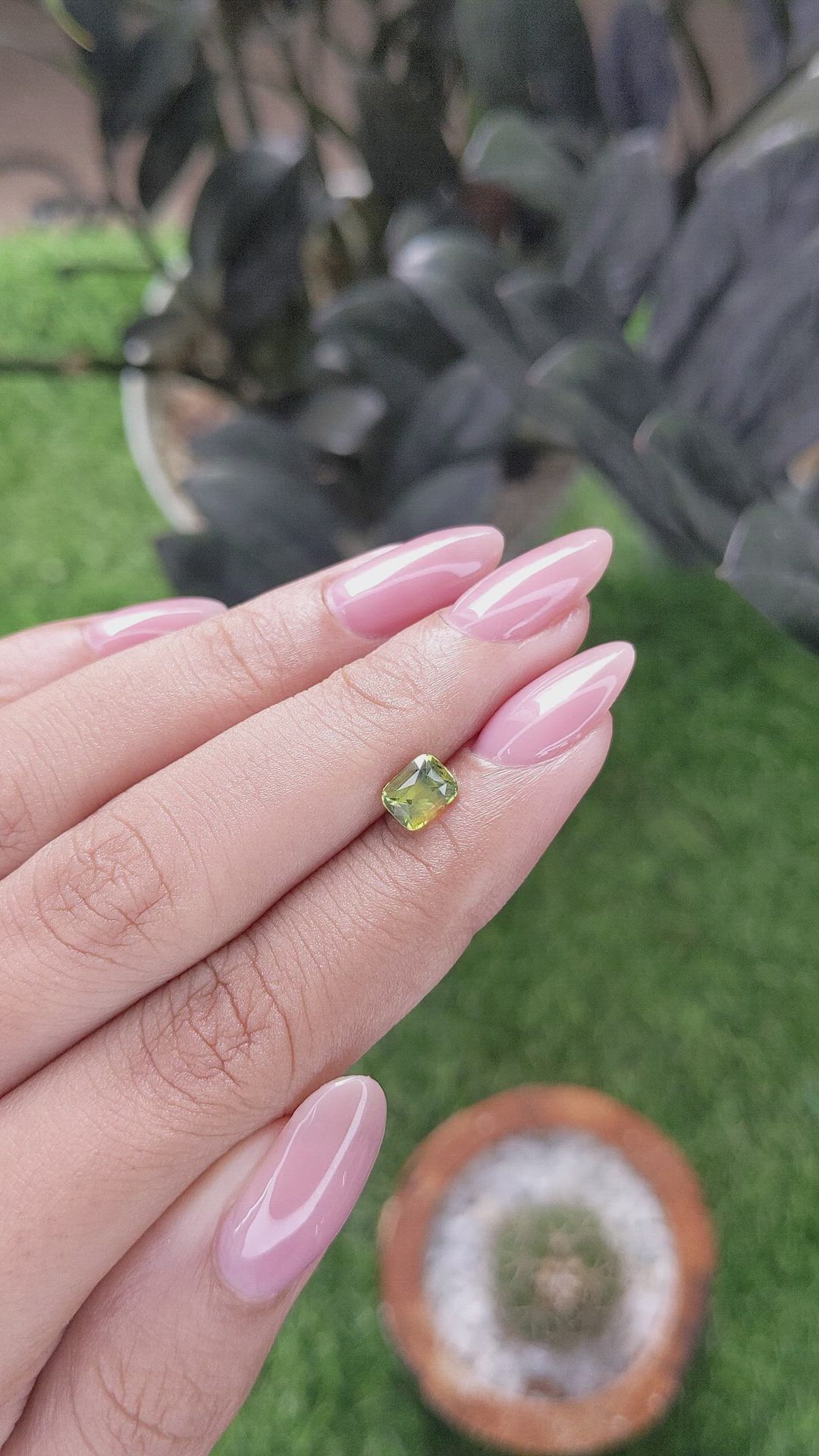 1.10 Ct. Yellowish Green Sapphire from Madagascar Size Video